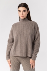 Wool Ribbed Mock Neck Sweater