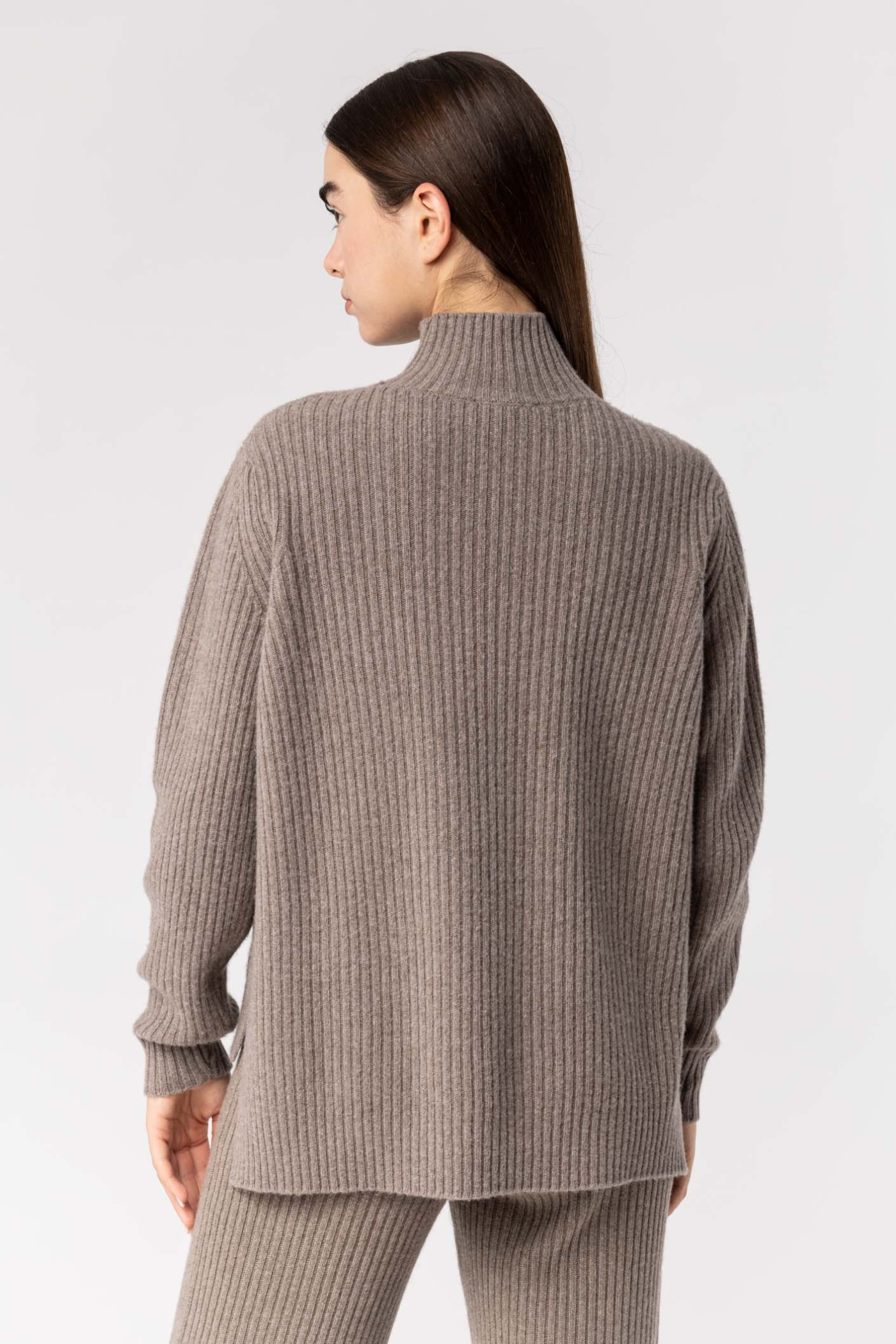 Wool Ribbed Mock Neck Sweater