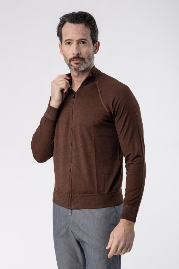 Extrafine Merino Wool Sweatshirt with Zip