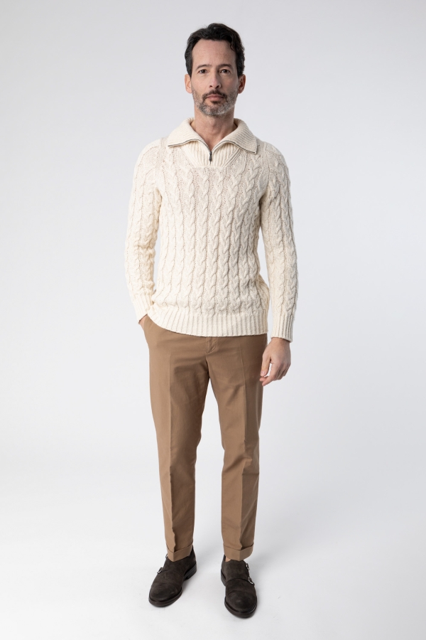 Cotton Turtleneck Sweater with Zip