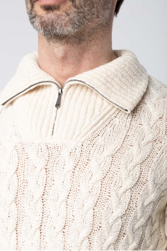 Cotton Turtleneck Sweater with Zip