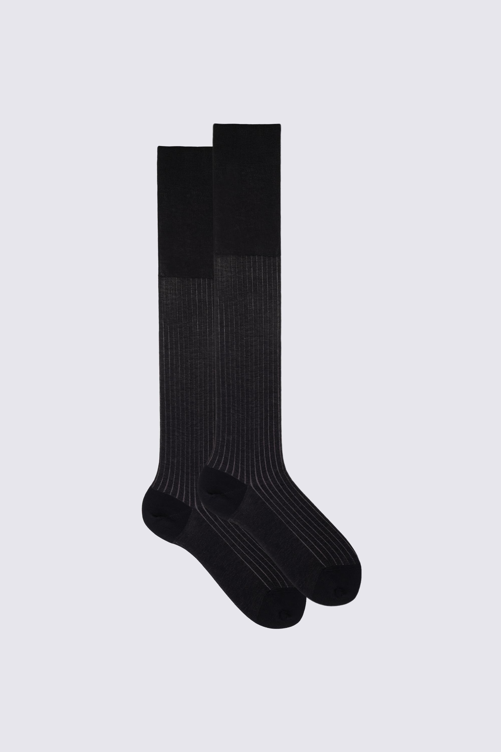 Classic ribbed long socks with two-tone Vanisé in 100% Lisle Cotton