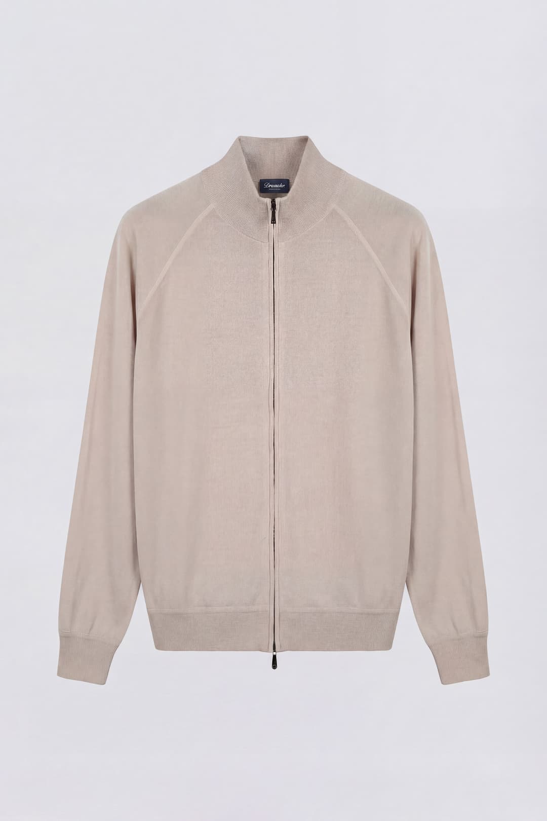 Zip-Up Cardigan in Extrafine Merino Wool