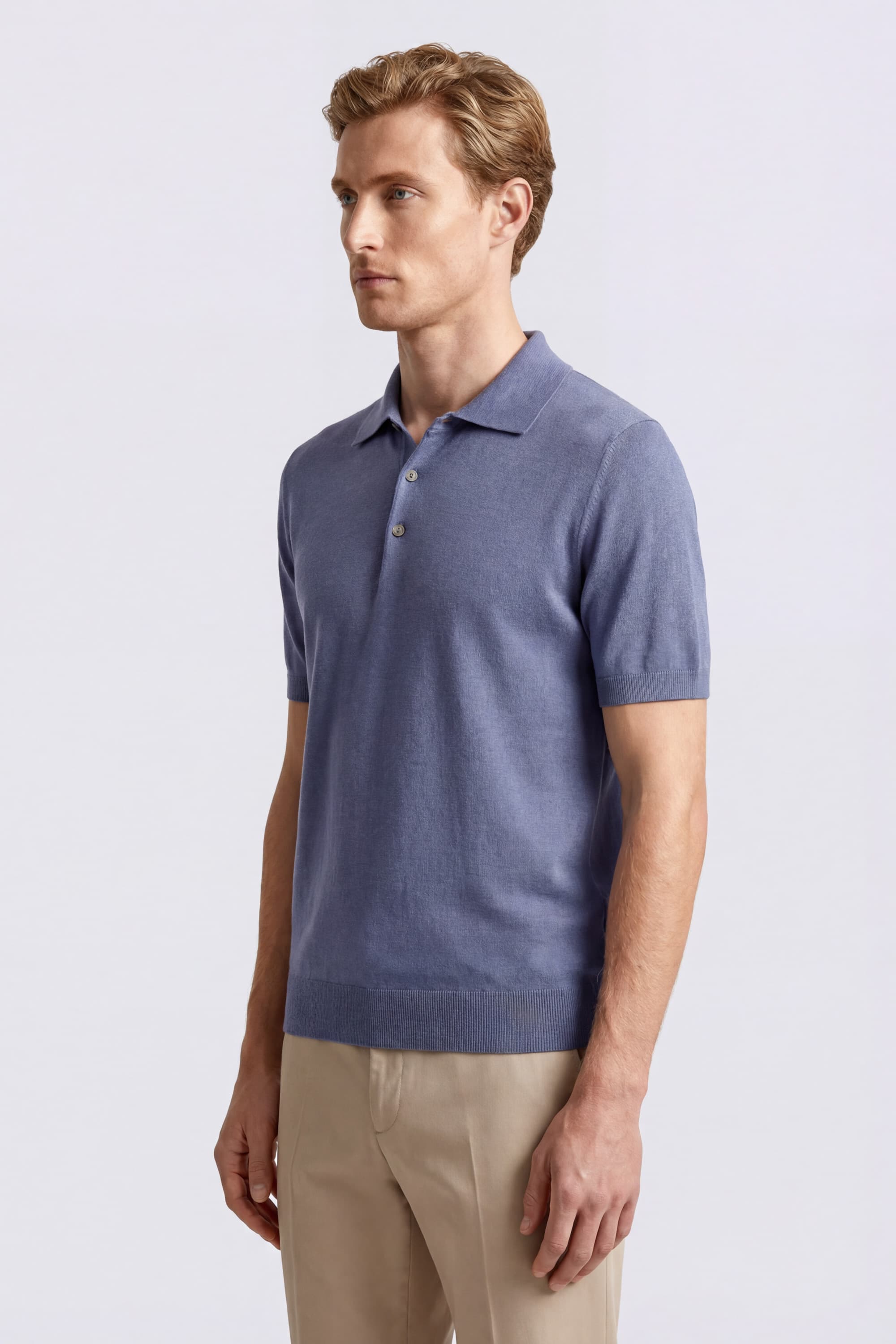Short-Sleeve Linen and Cotton Polo - Image 3