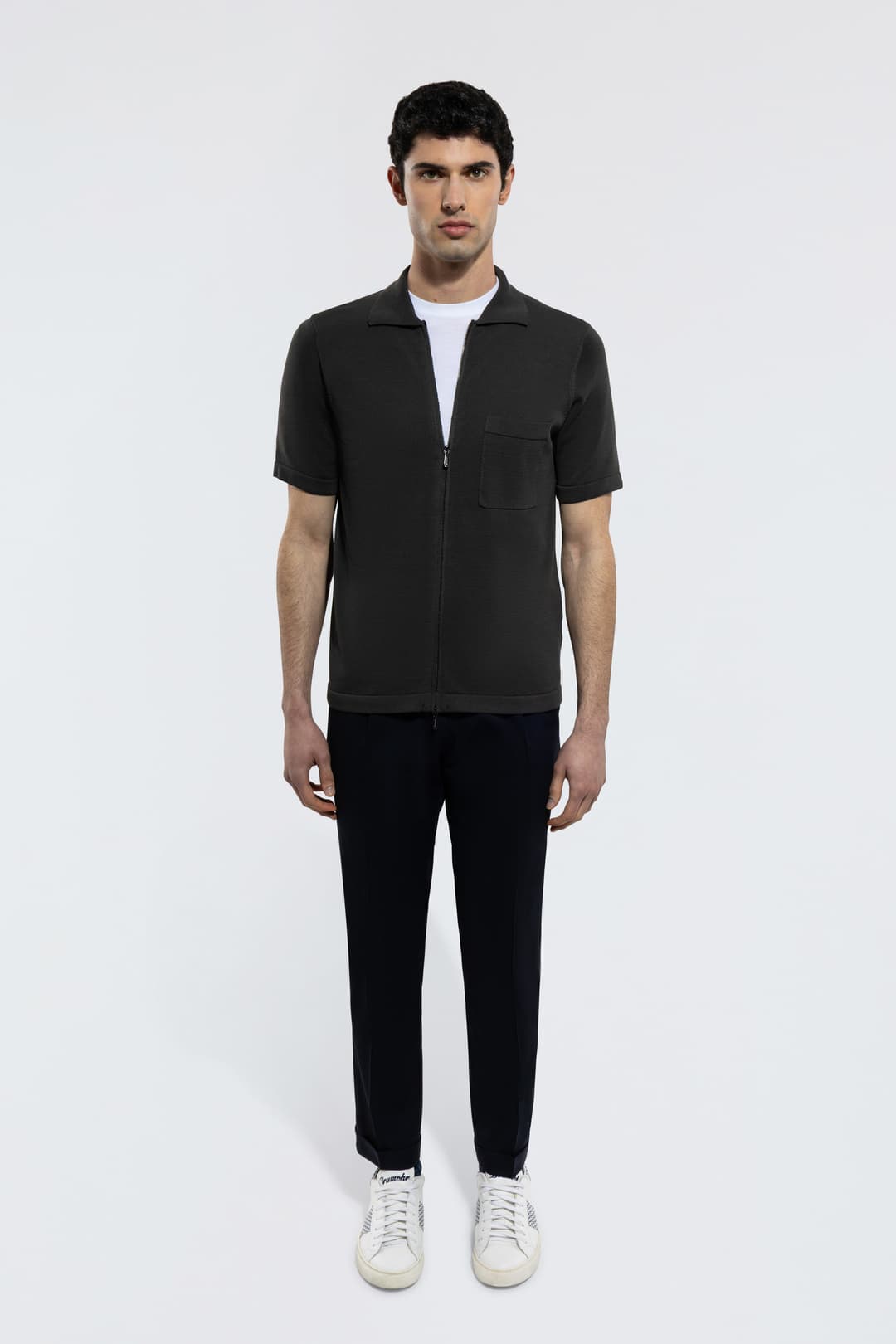 Cotton Polo with Full Zip