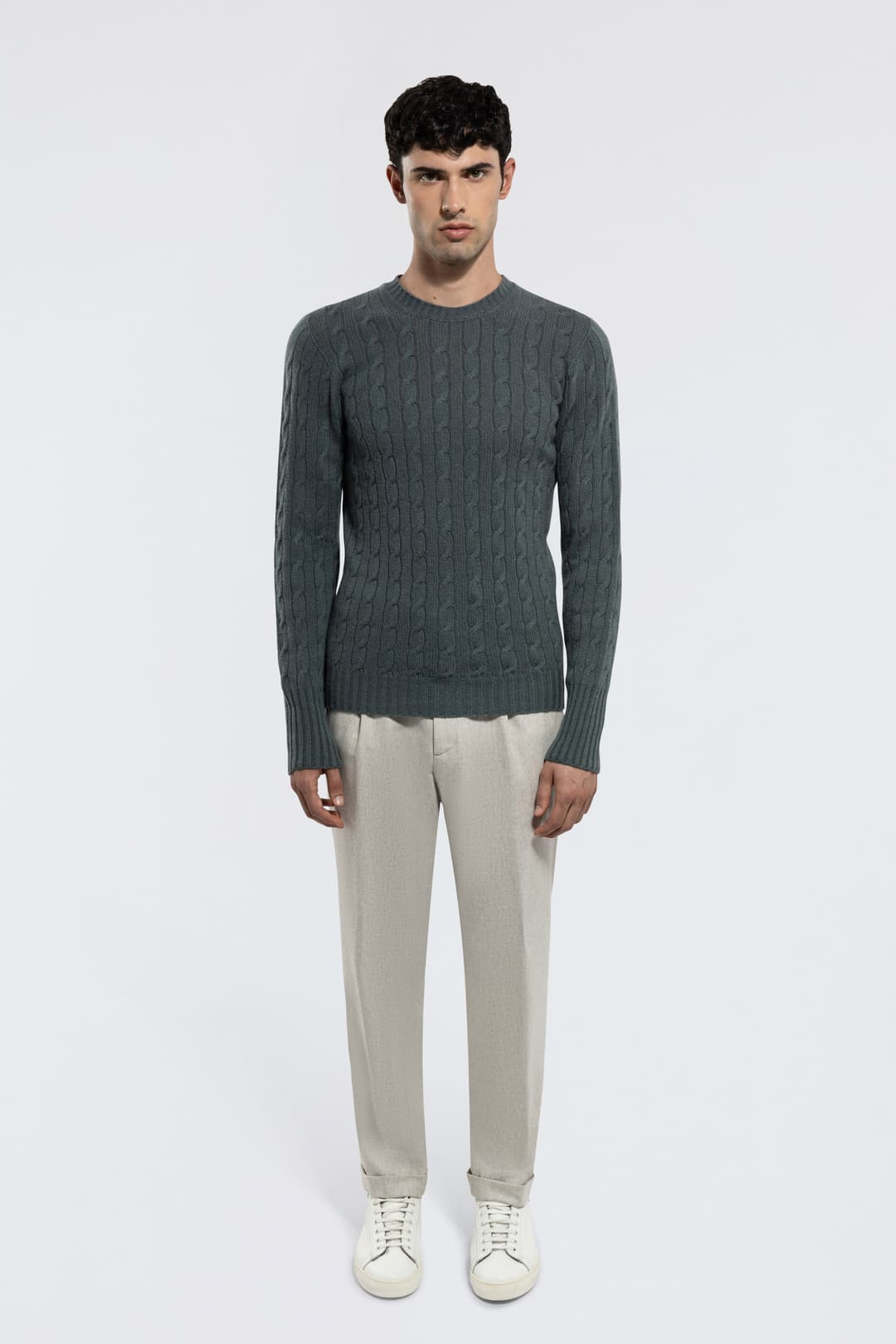 Cable-Knit Cashmere Crewneck Sweater