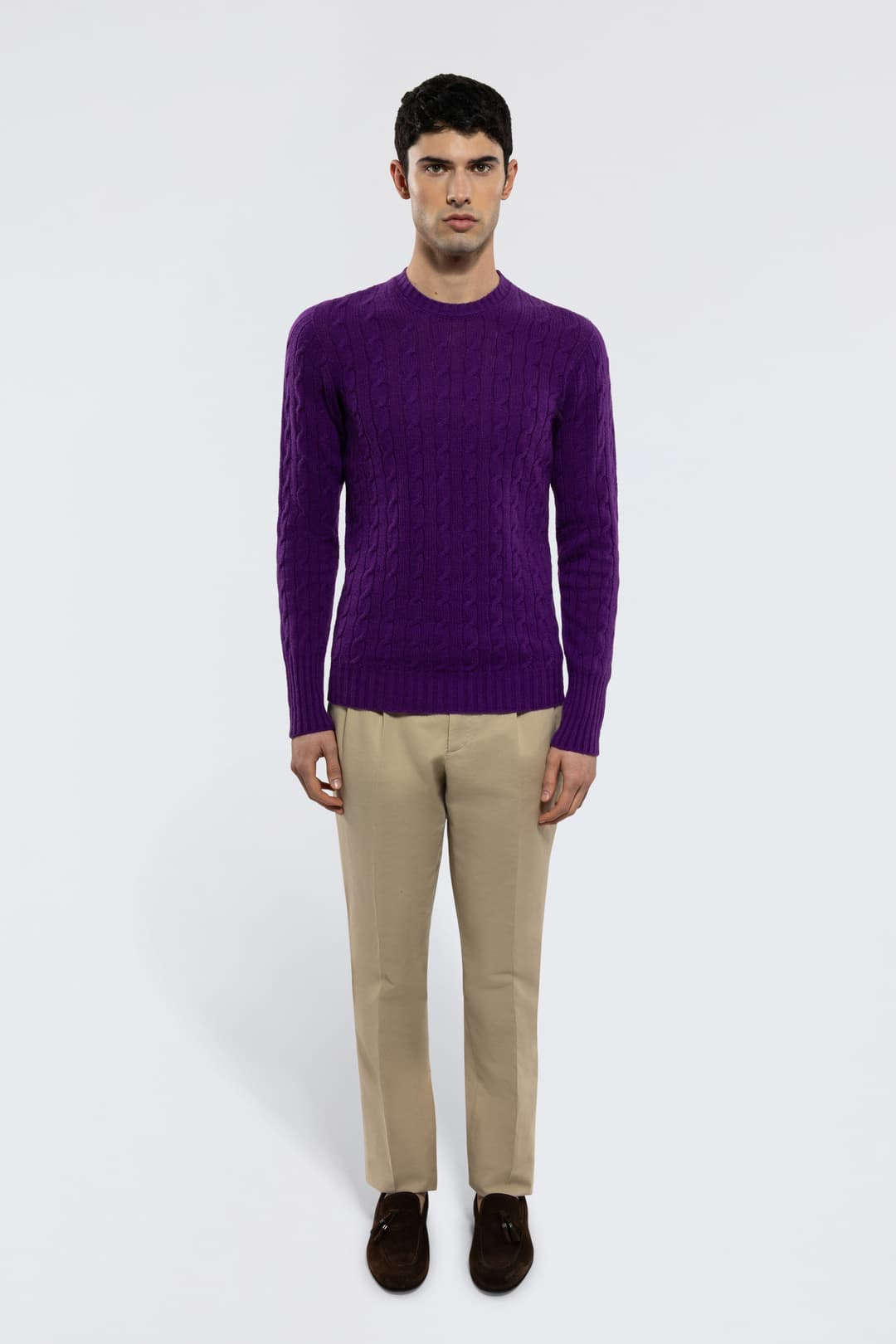 Cable-Knit Cashmere Crewneck Sweater