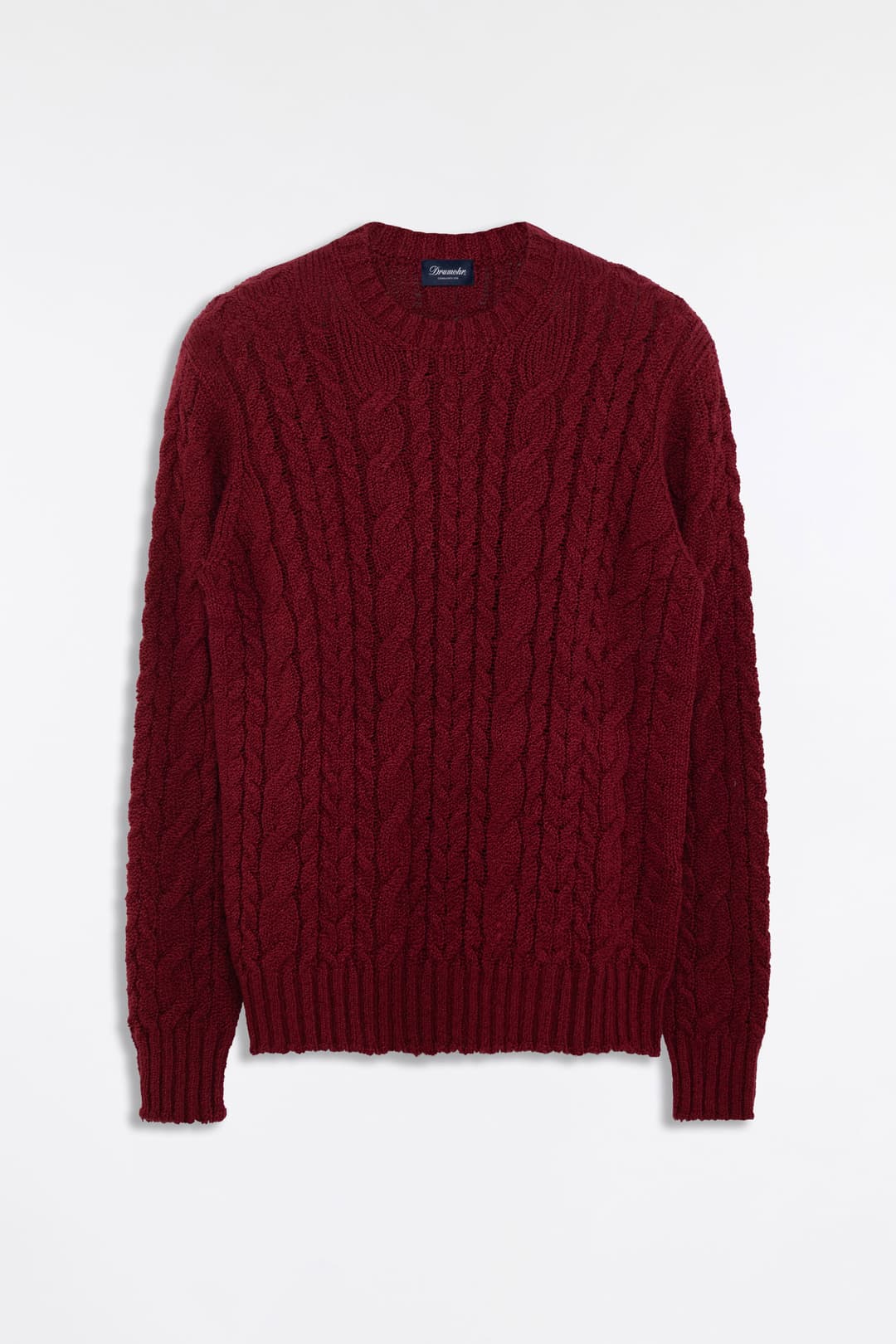 Cable-Knit Crew Neck Cotton Sweater
