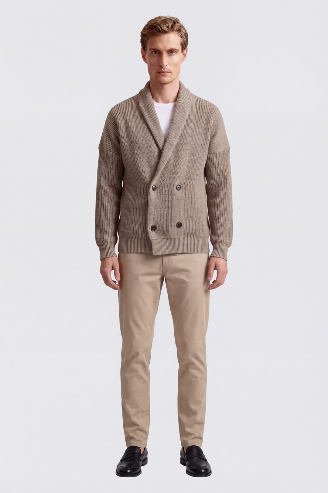 Doppelreihiger Cardigan aus Baumwolle mit Maiskornstich