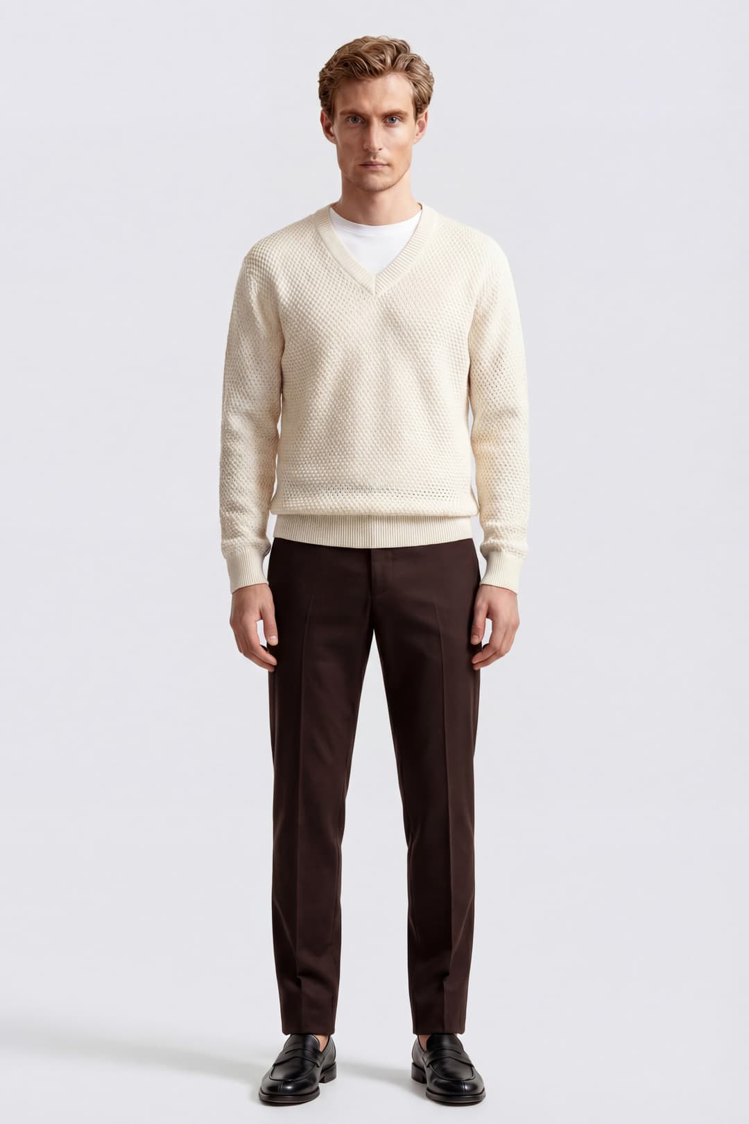 V-Neck Linen Sweater