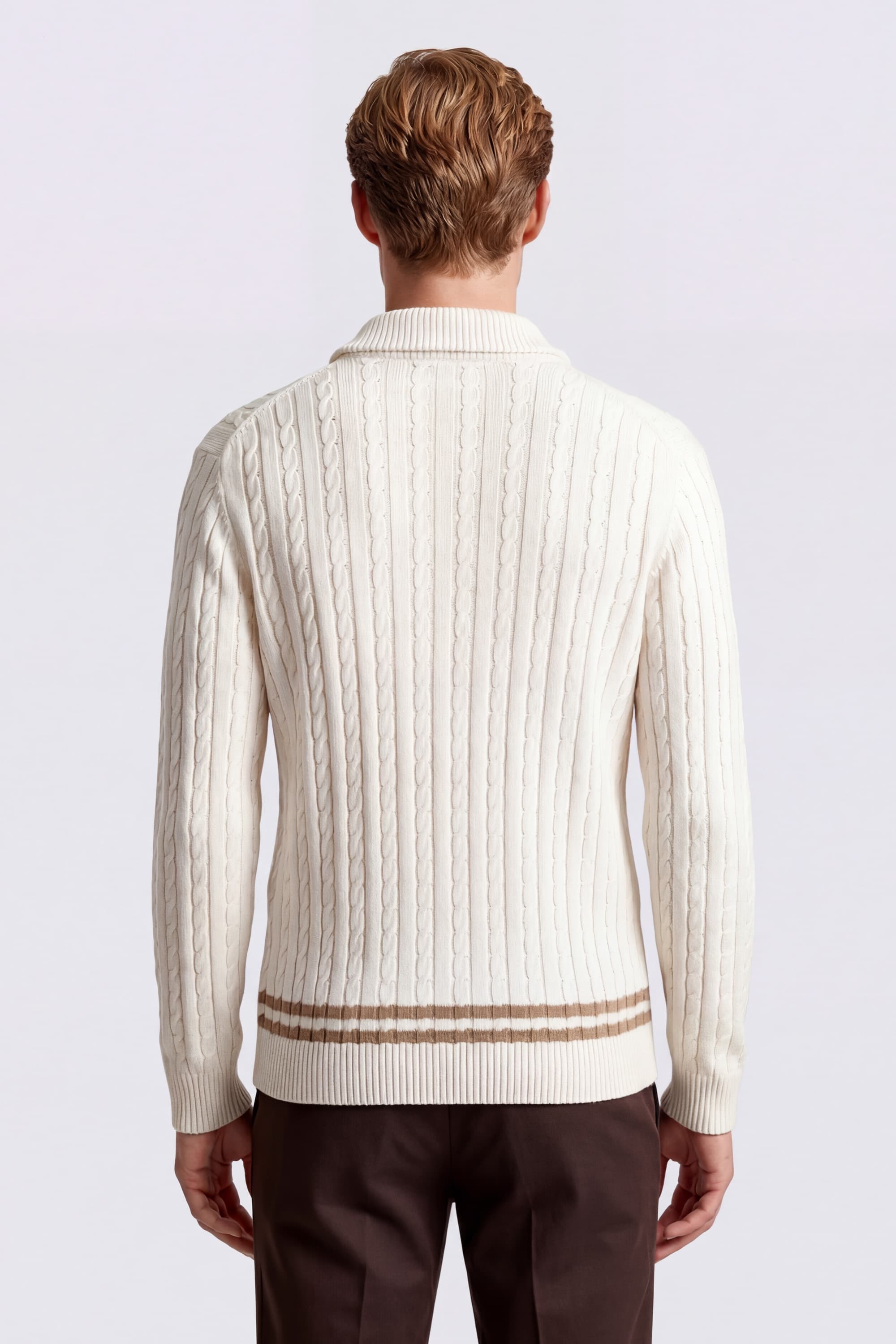 Double-Breasted Cardigan in Cotton with Braid - Image 4