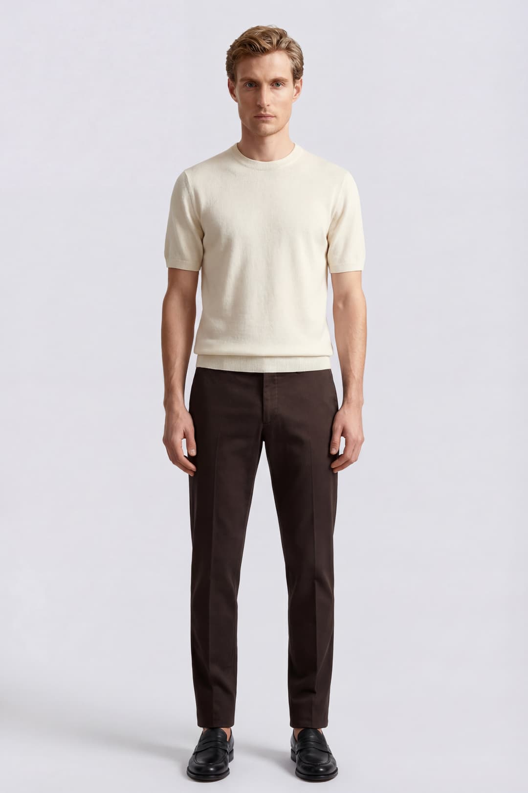 Fine Knit Cotton and Polyamide T-shirt