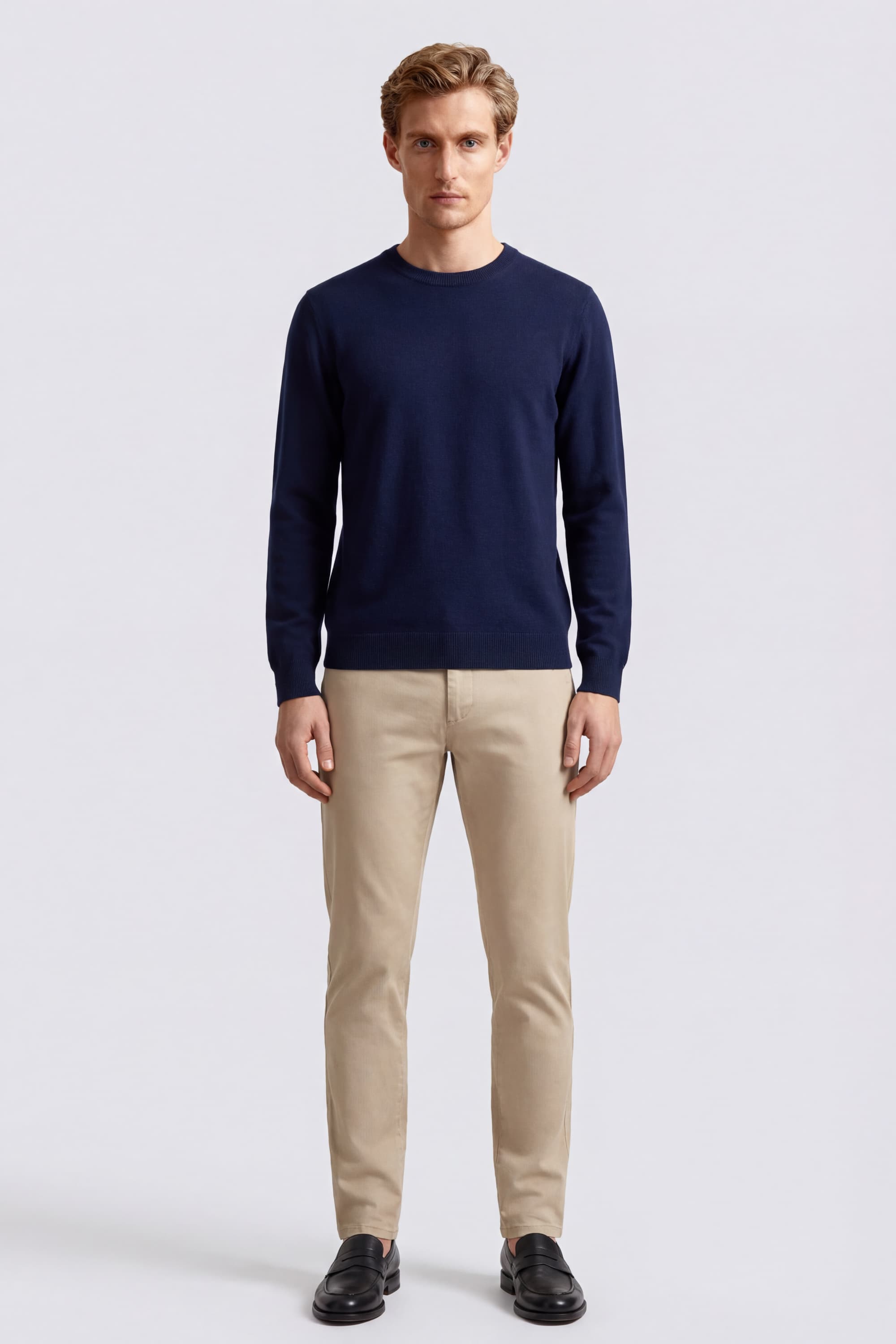 Crew Neck Cotton Sponge Effect Sweater - Image 2