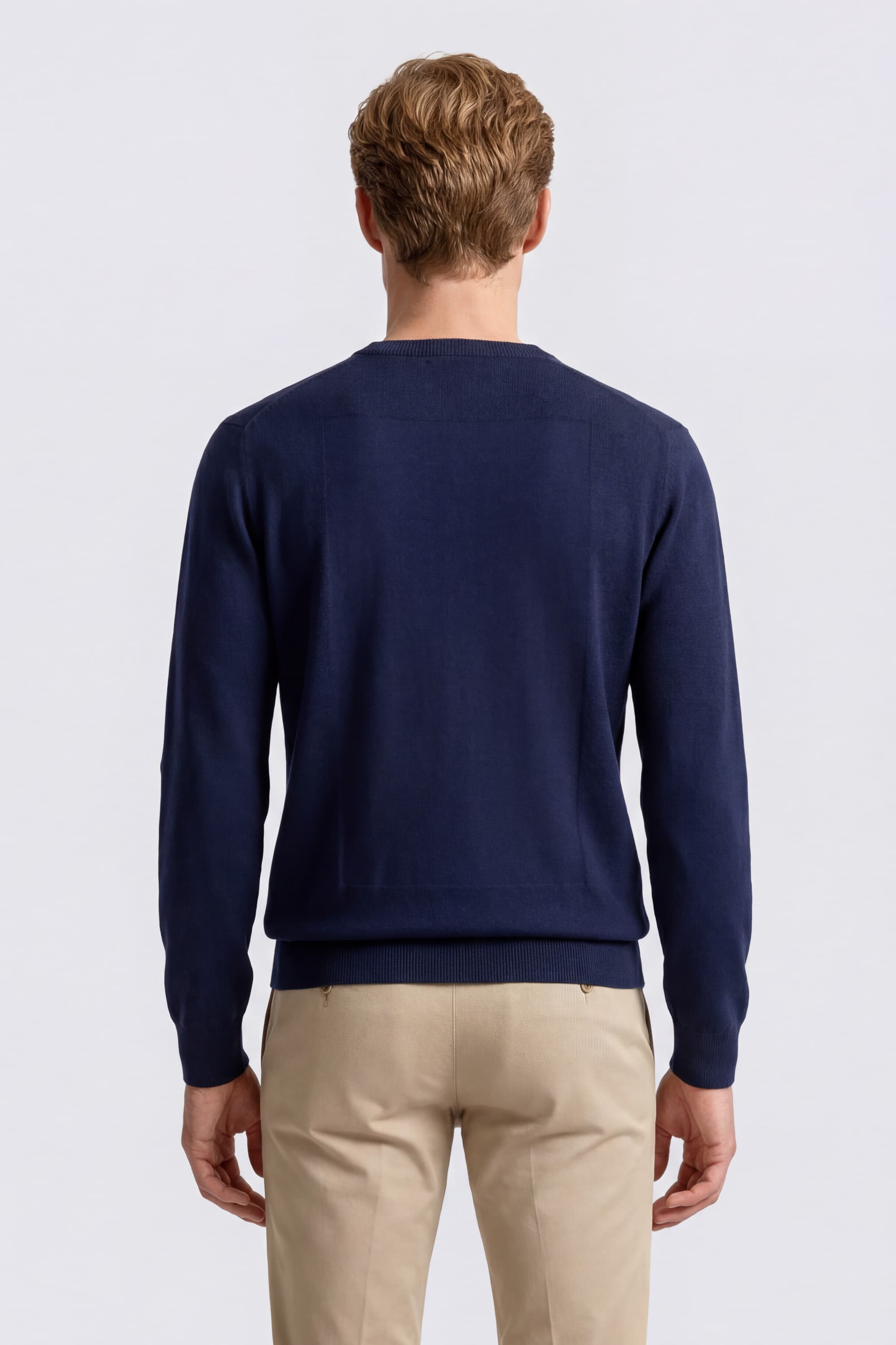 Crew Neck Cotton Sponge Effect Sweater - Image 4
