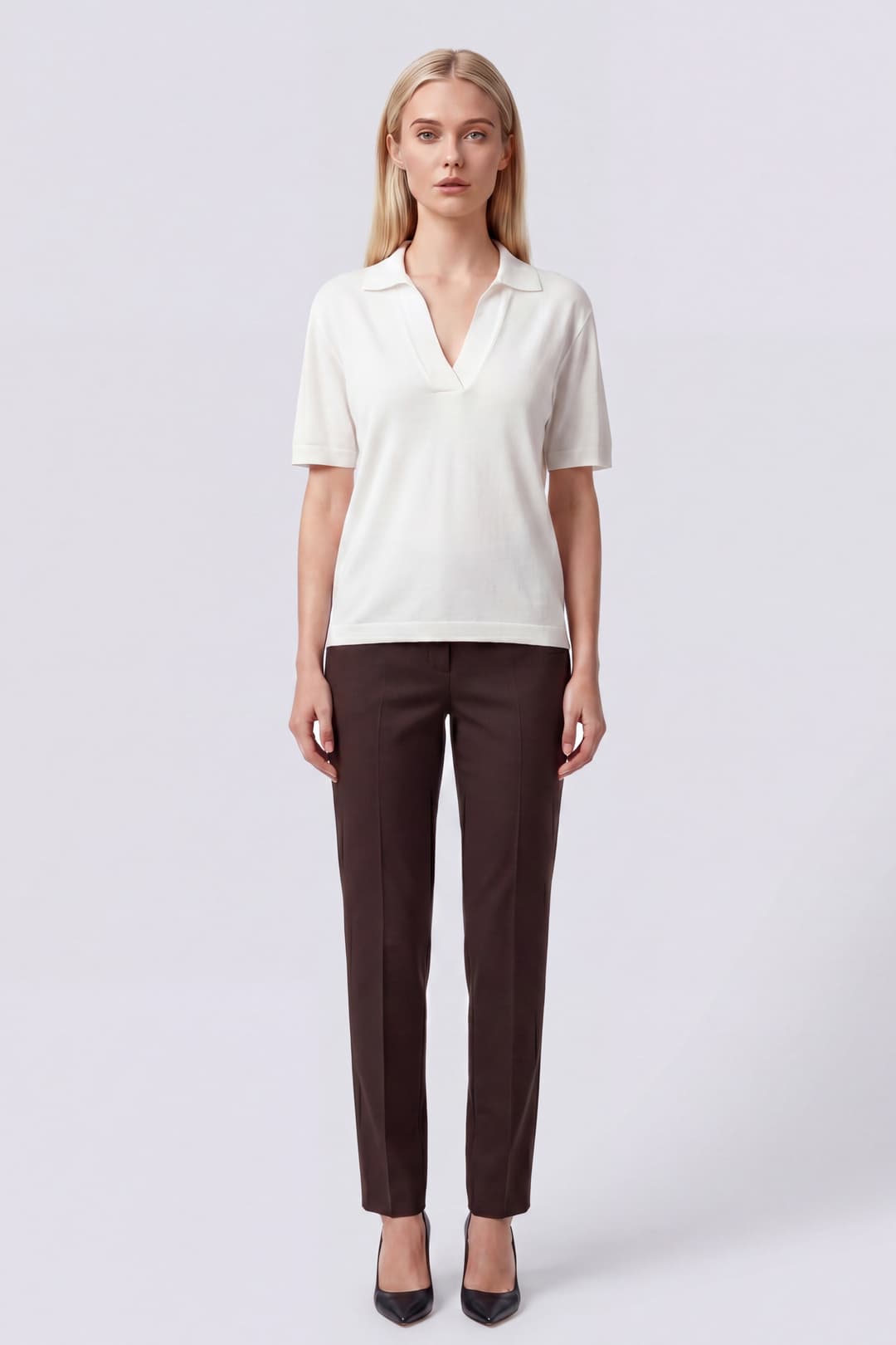 Open Collar Cotton Polo