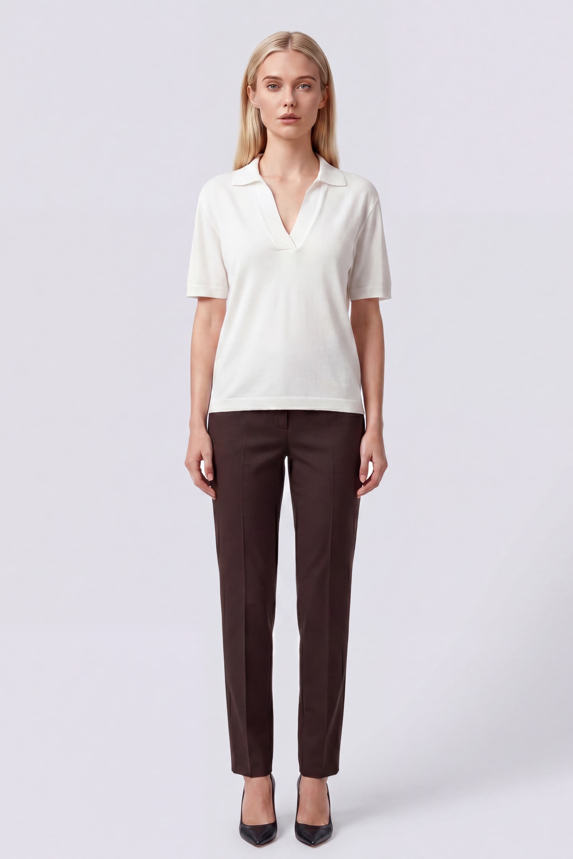 Open Collar Cotton Polo - Image 2