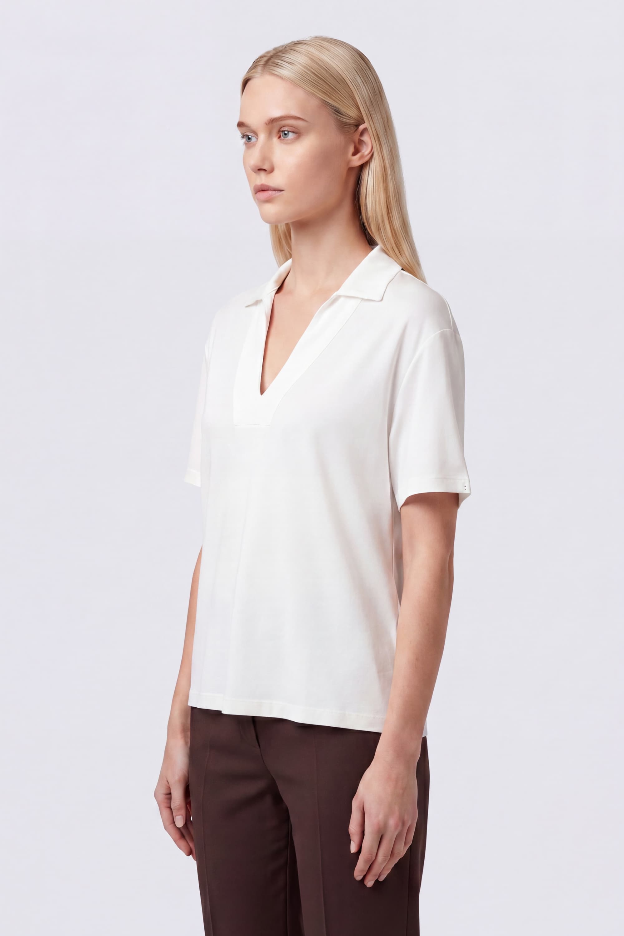 Open Collar Cotton Polo - Image 3