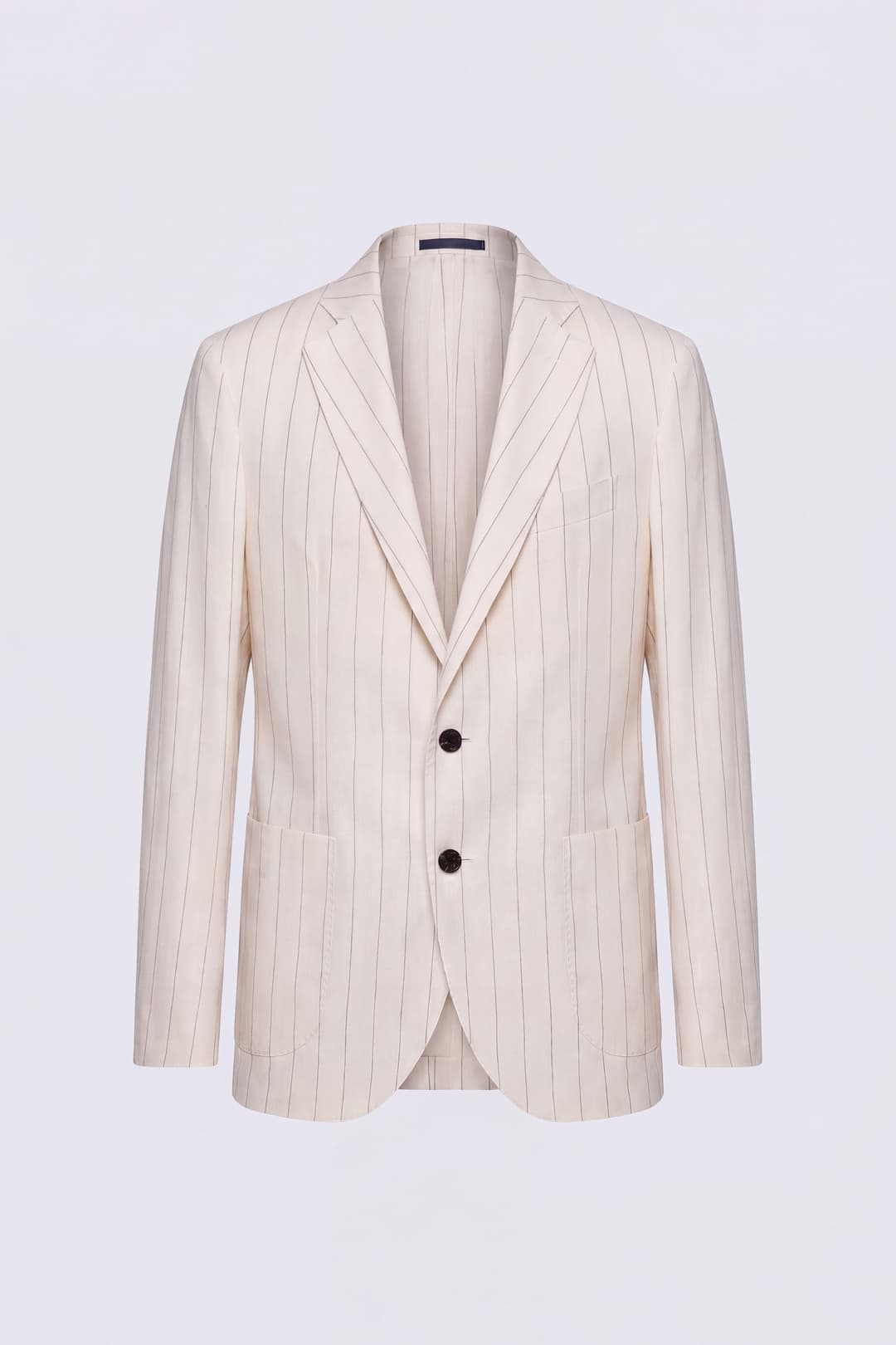 Single-Breasted Striped Linen Blazer