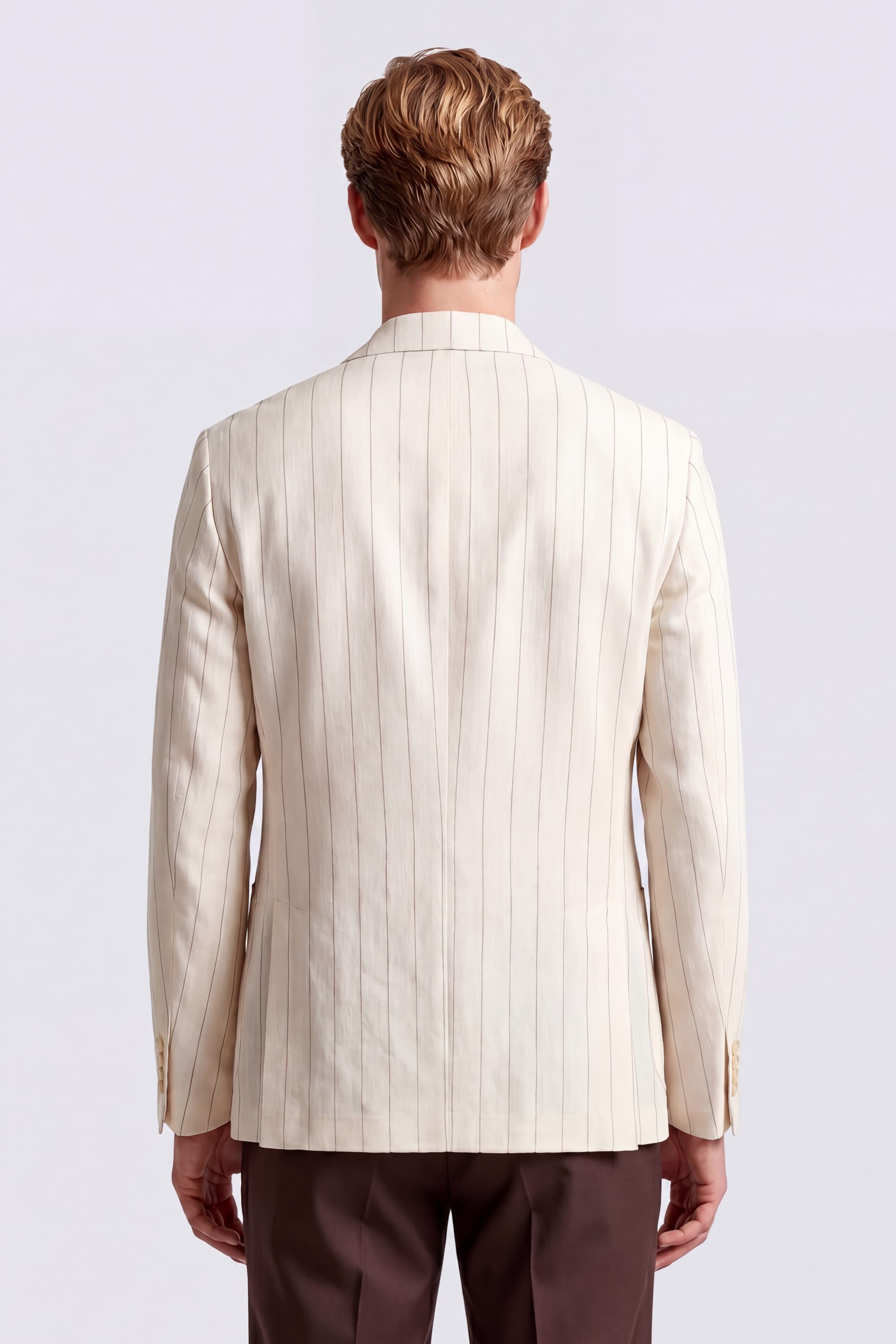 Single-Breasted Striped Linen Blazer - Image 4