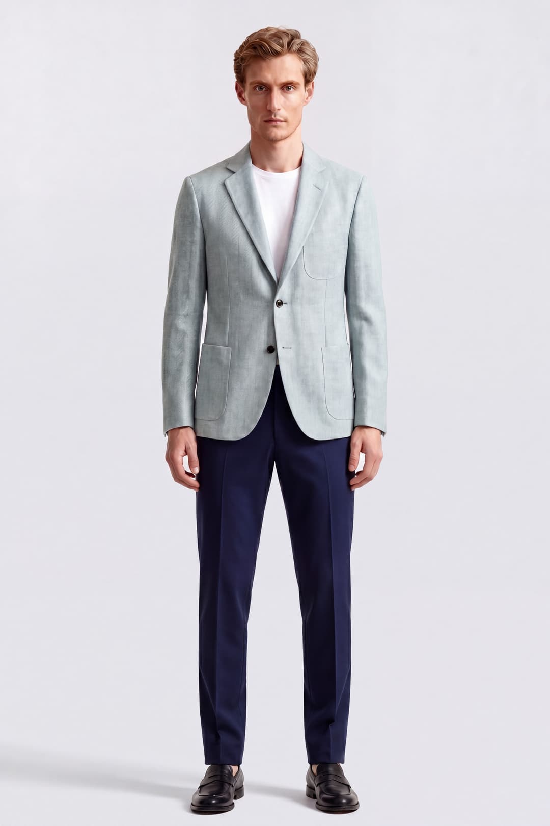 Einreihiger Blazer aus Leinen und Seide