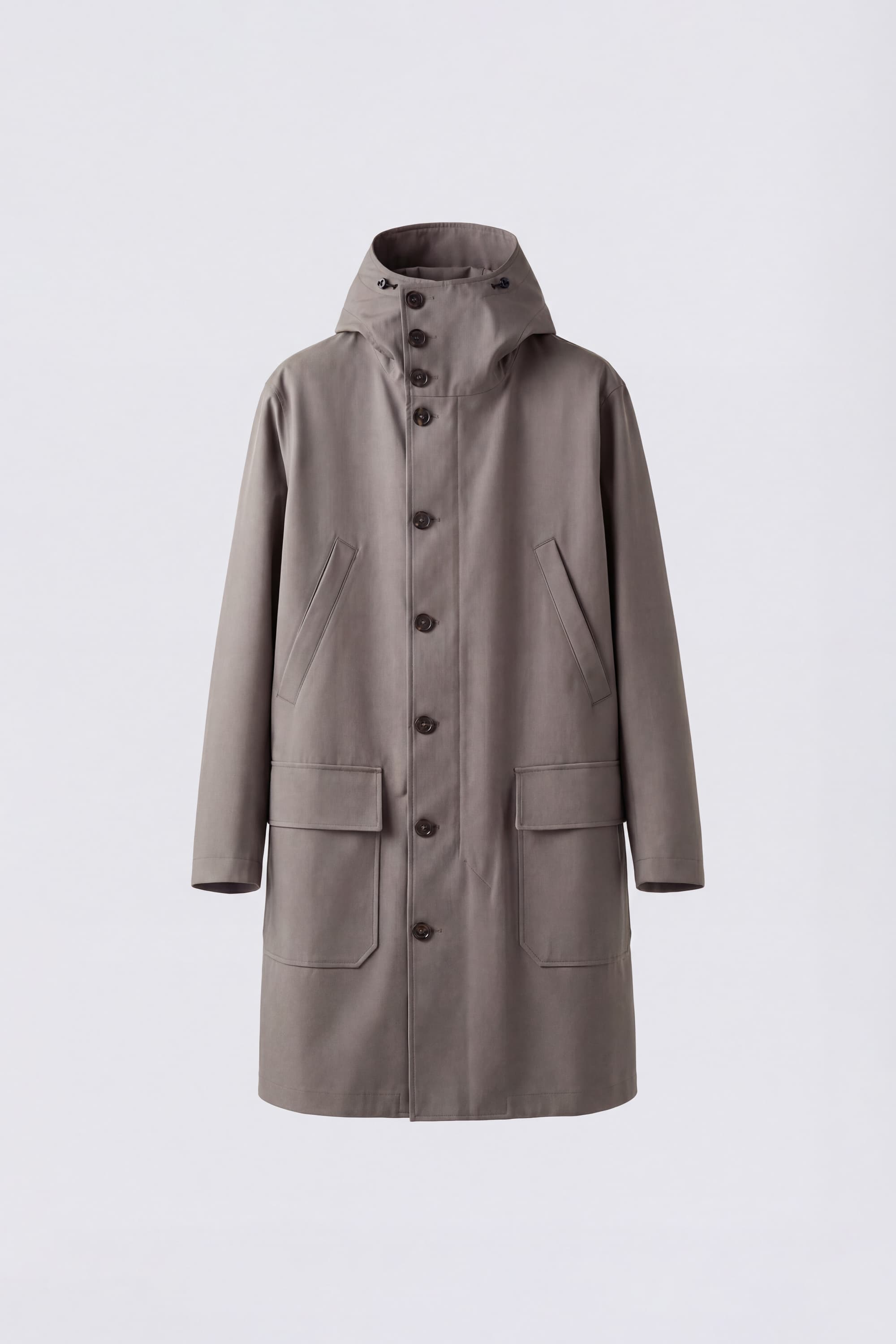 Technischer Mantel mit Kapuze aus Gabardine