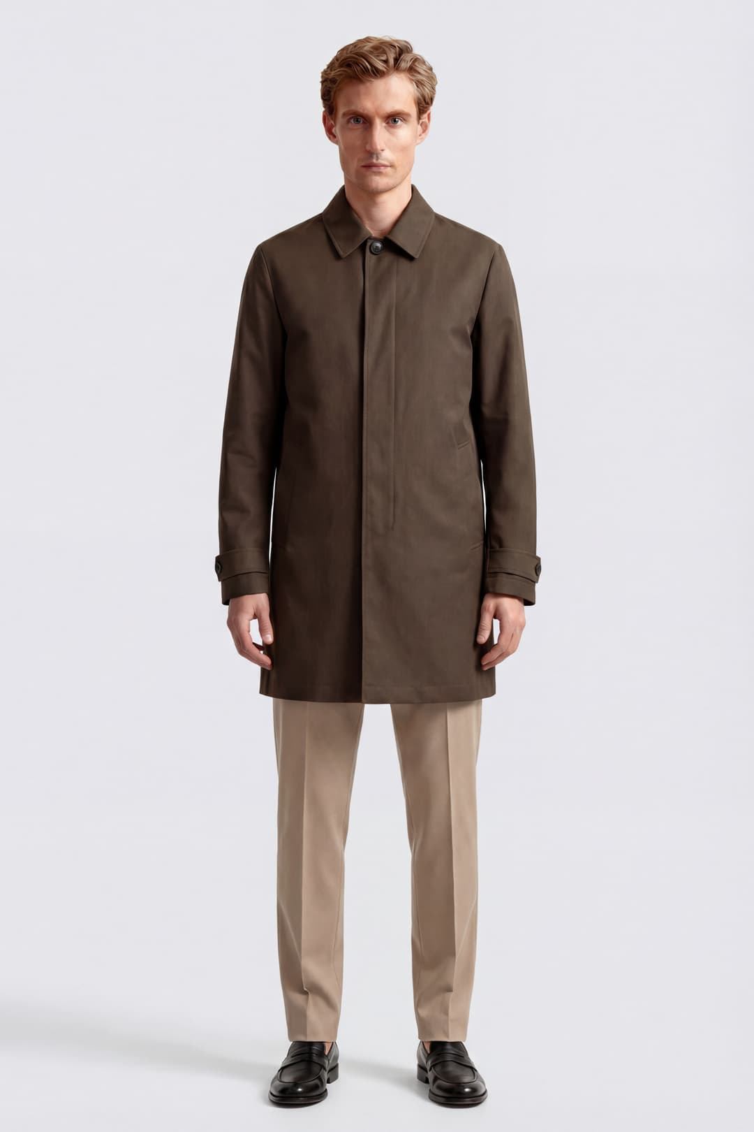 Sobretodo en Gabardina con Forro a Cuadros