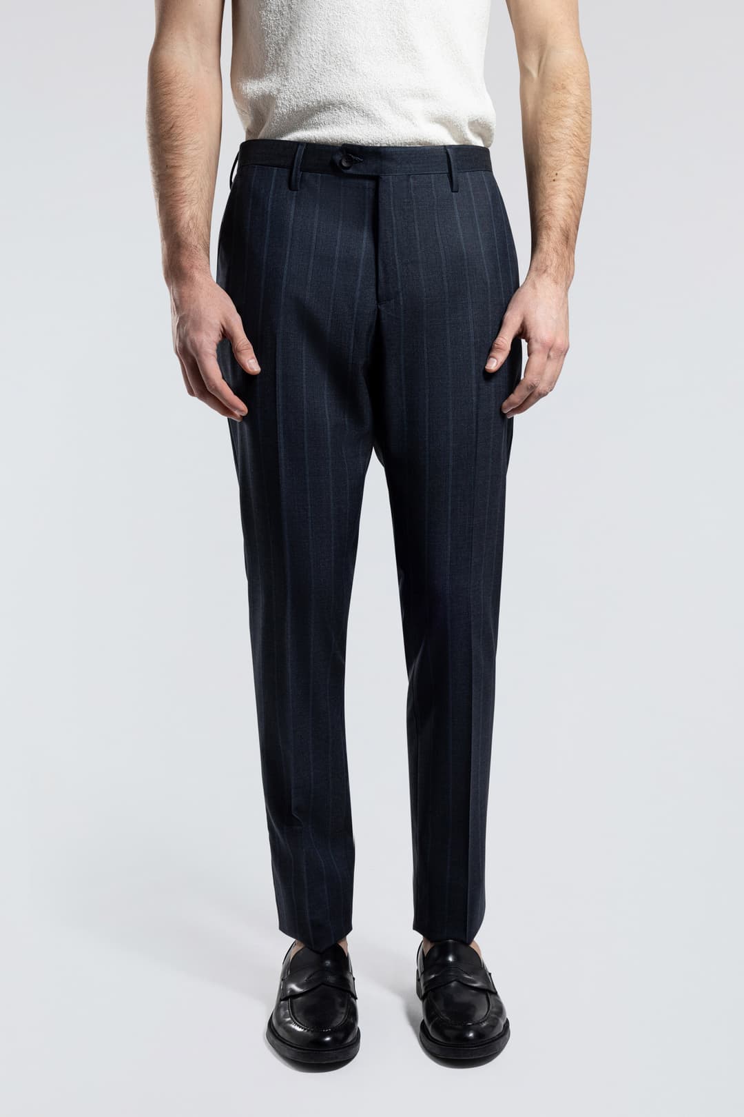 Pantalone Gessato in Lana Vergine