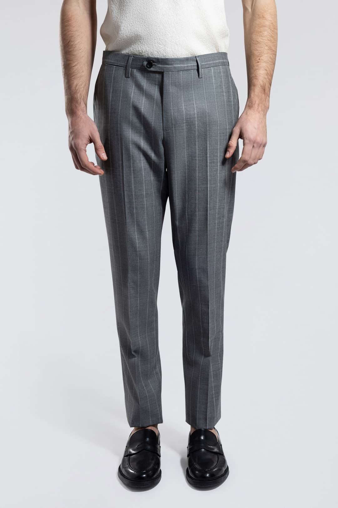 Pantalone Gessato in Lana Vergine