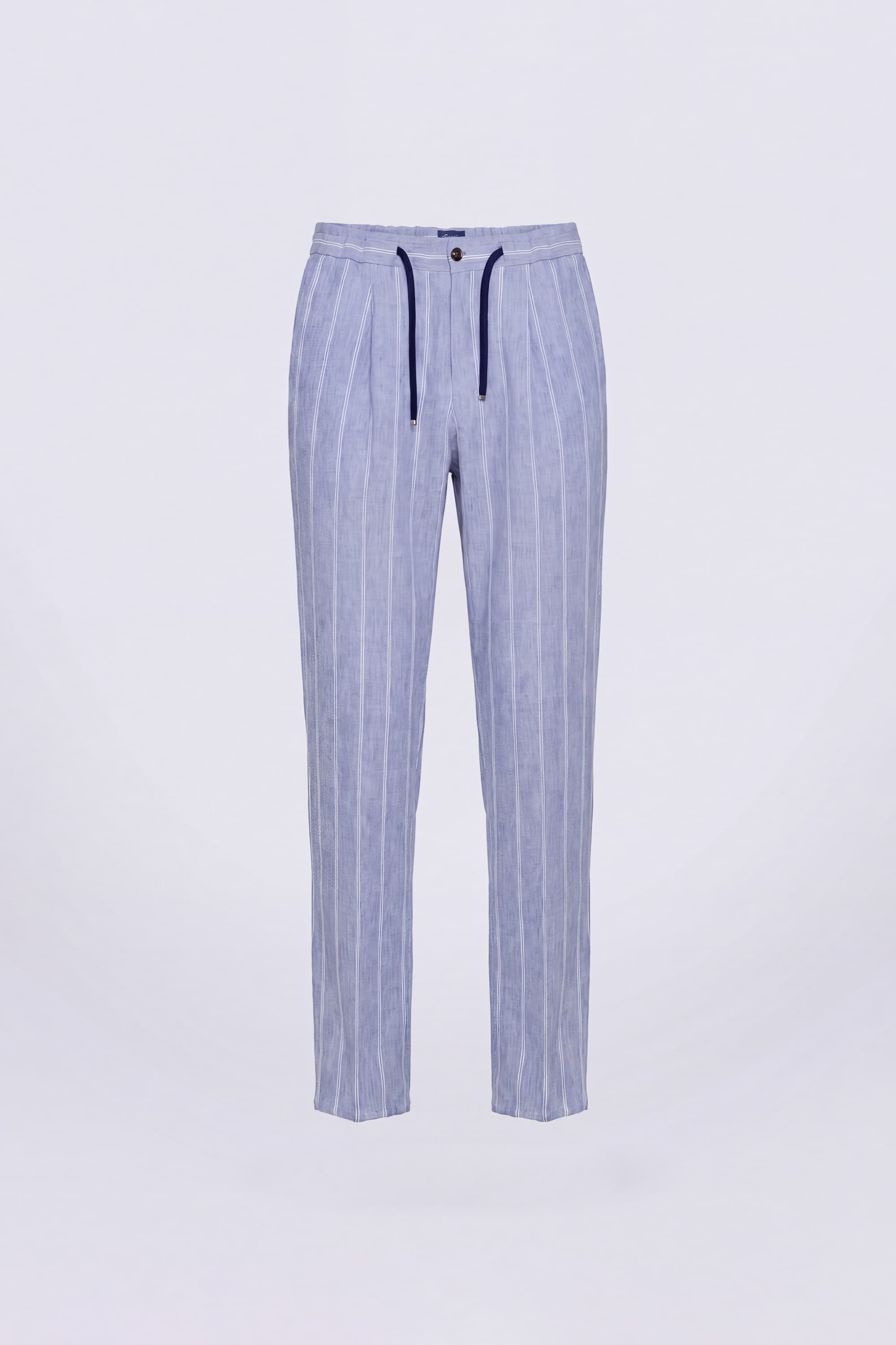 Striped Linen Trousers with Drawstring