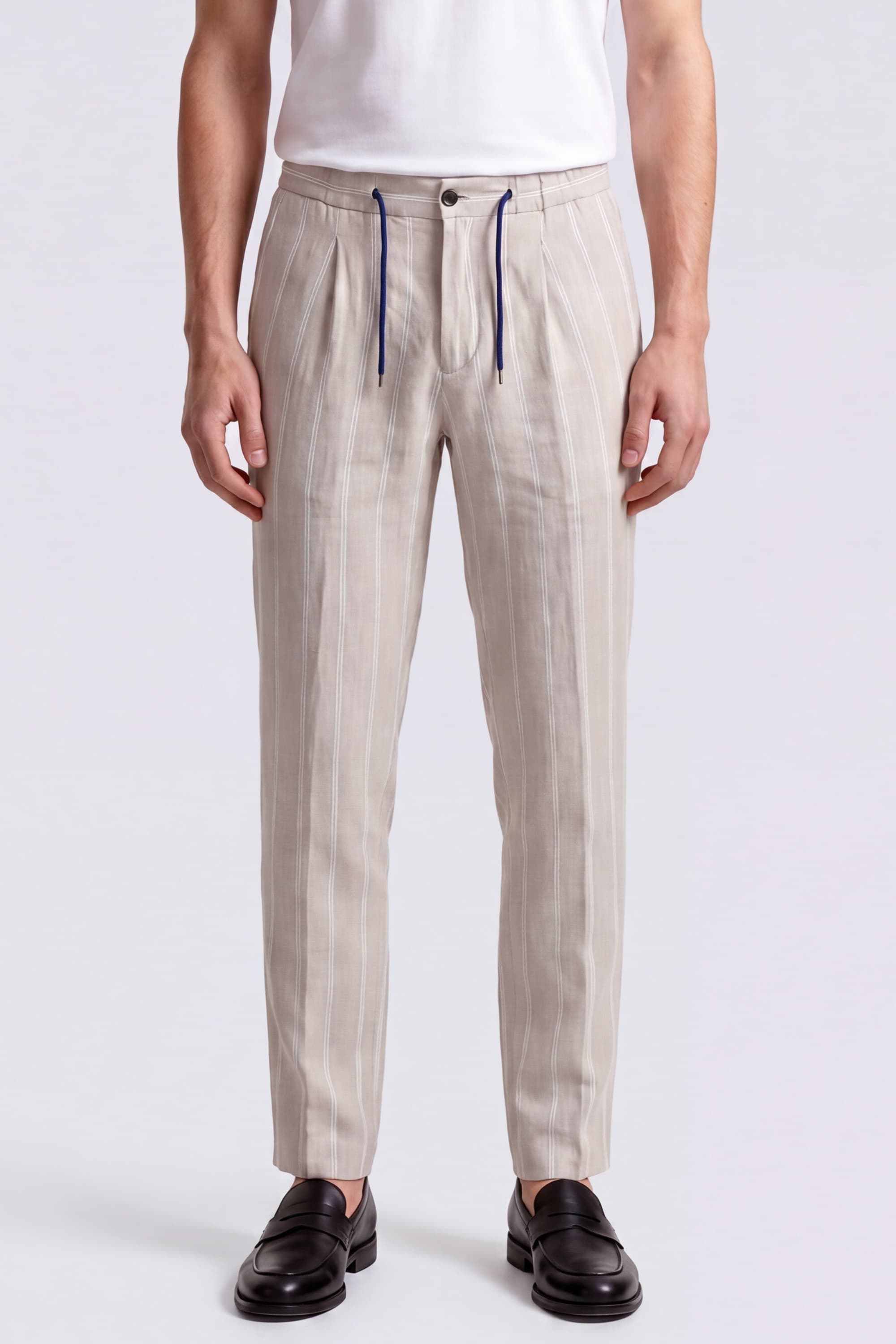 Striped Linen Trousers with Drawstring - Image 2