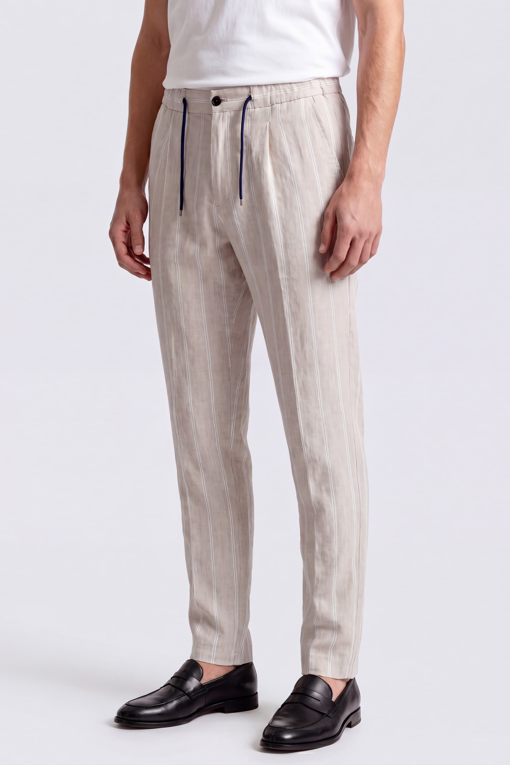Striped Linen Trousers with Drawstring - Image 3