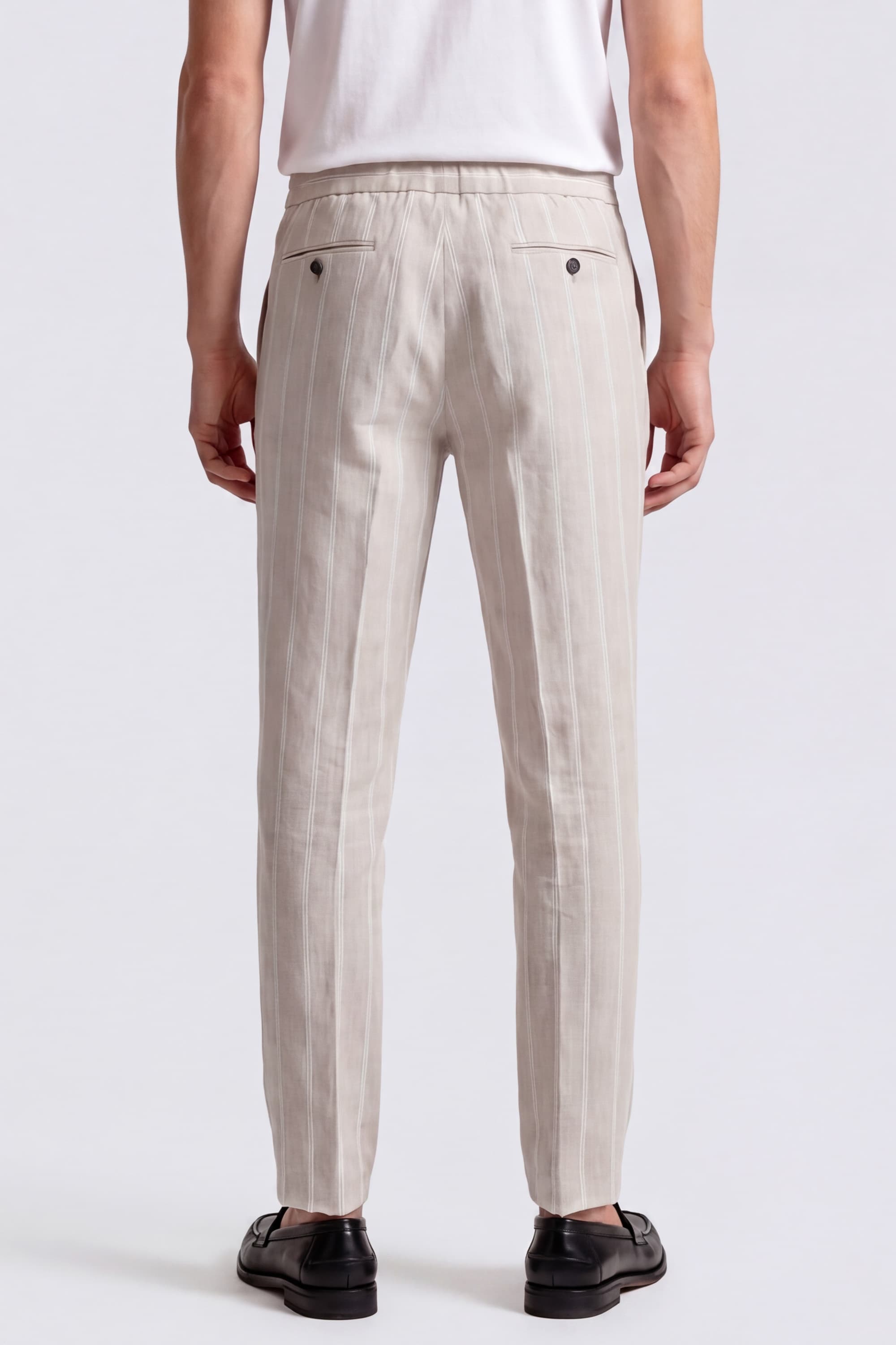 Striped Linen Trousers with Drawstring - Image 4