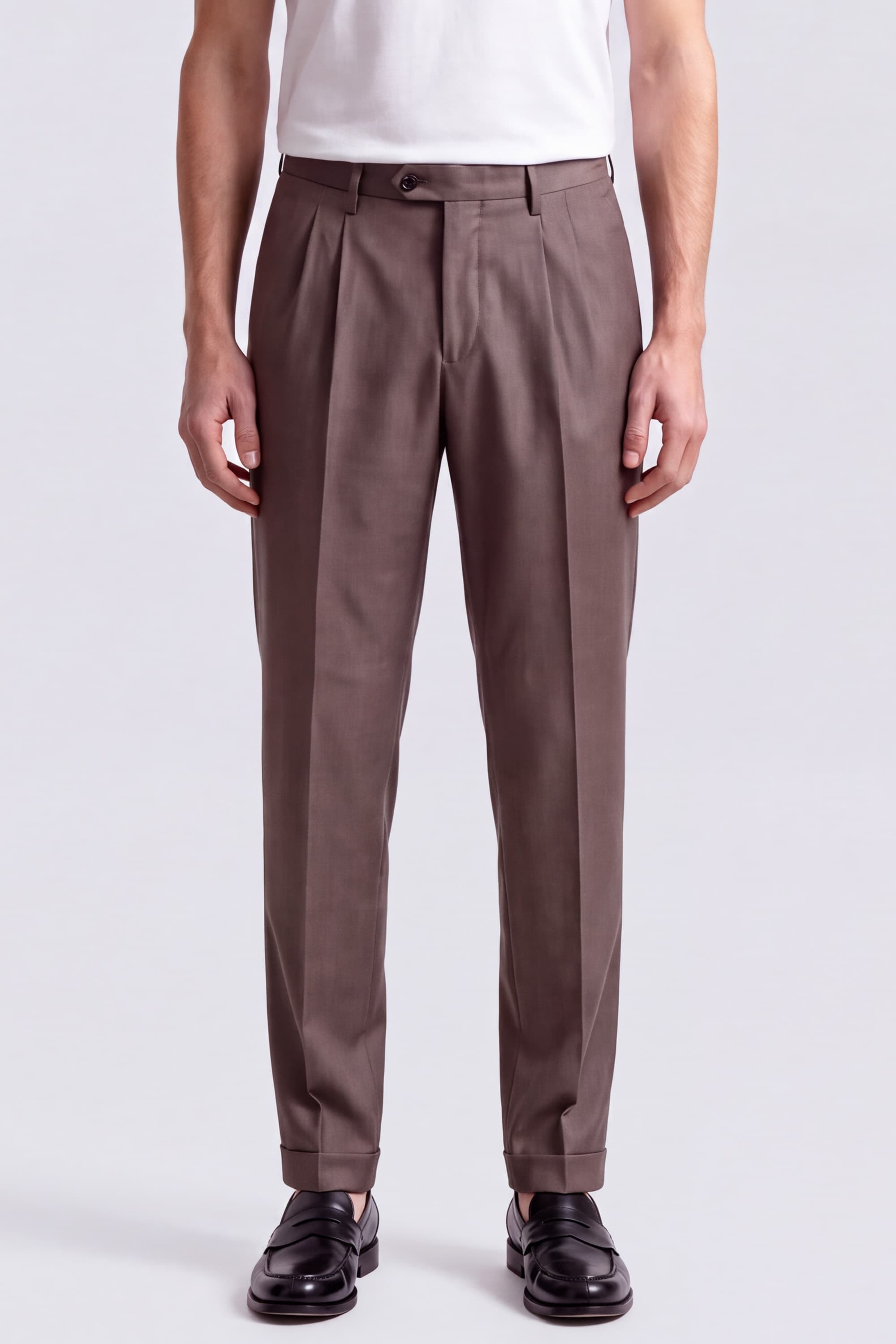 Tailored Wool Trousers with Double Pleat Detail - Image 2