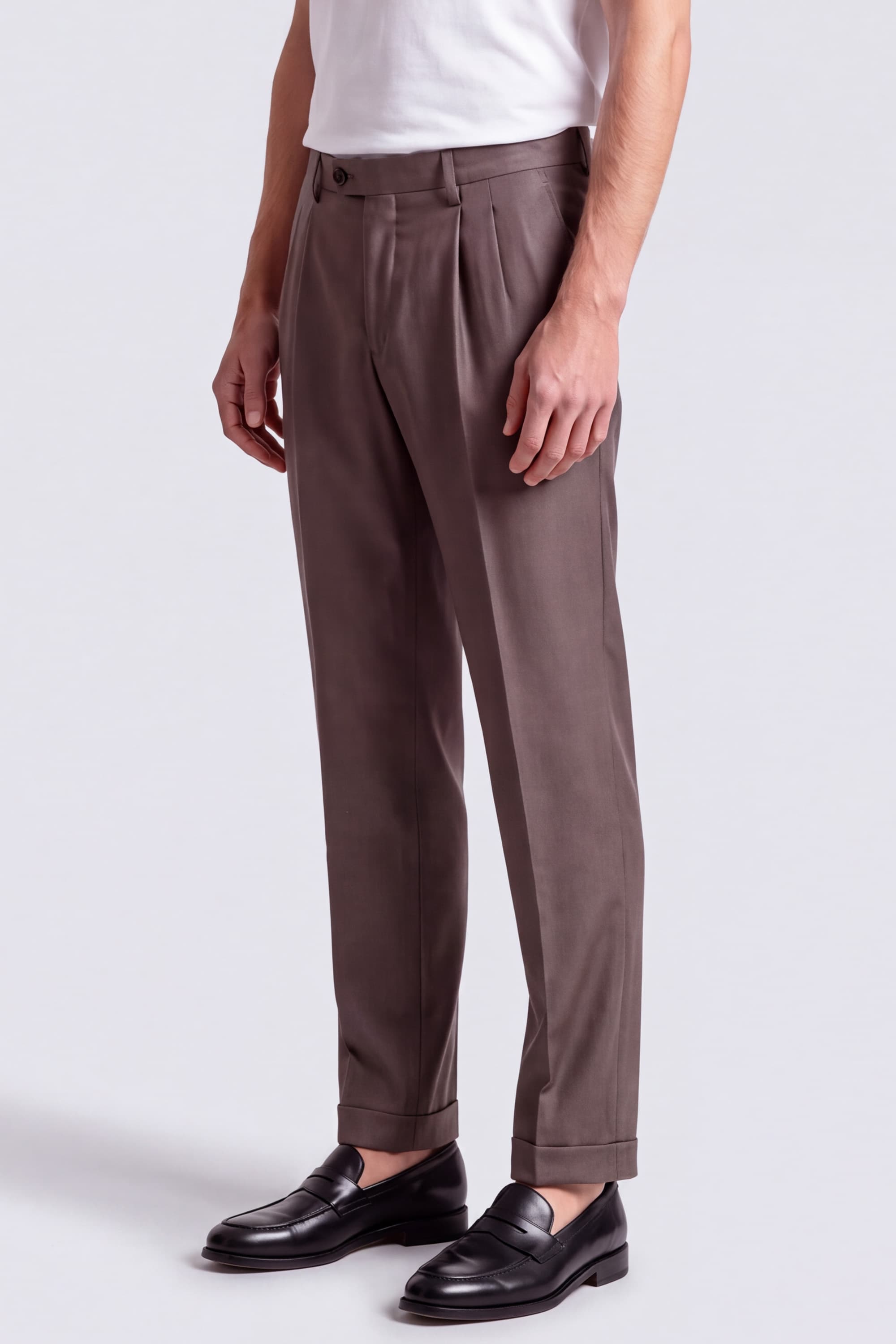 Tailored Wool Trousers with Double Pleat Detail - Image 3