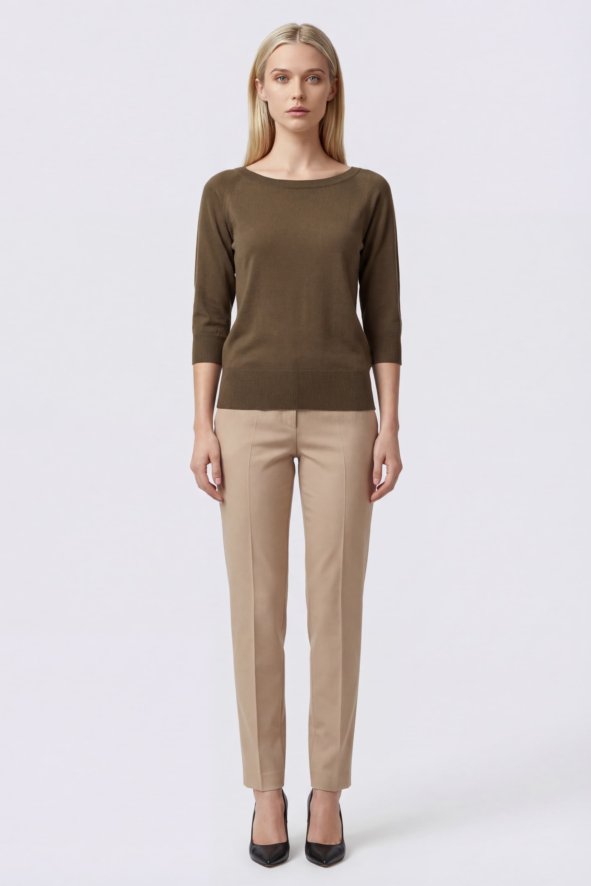 Cotton T-Shirt with Three-Quarter Sleeves - Image 2