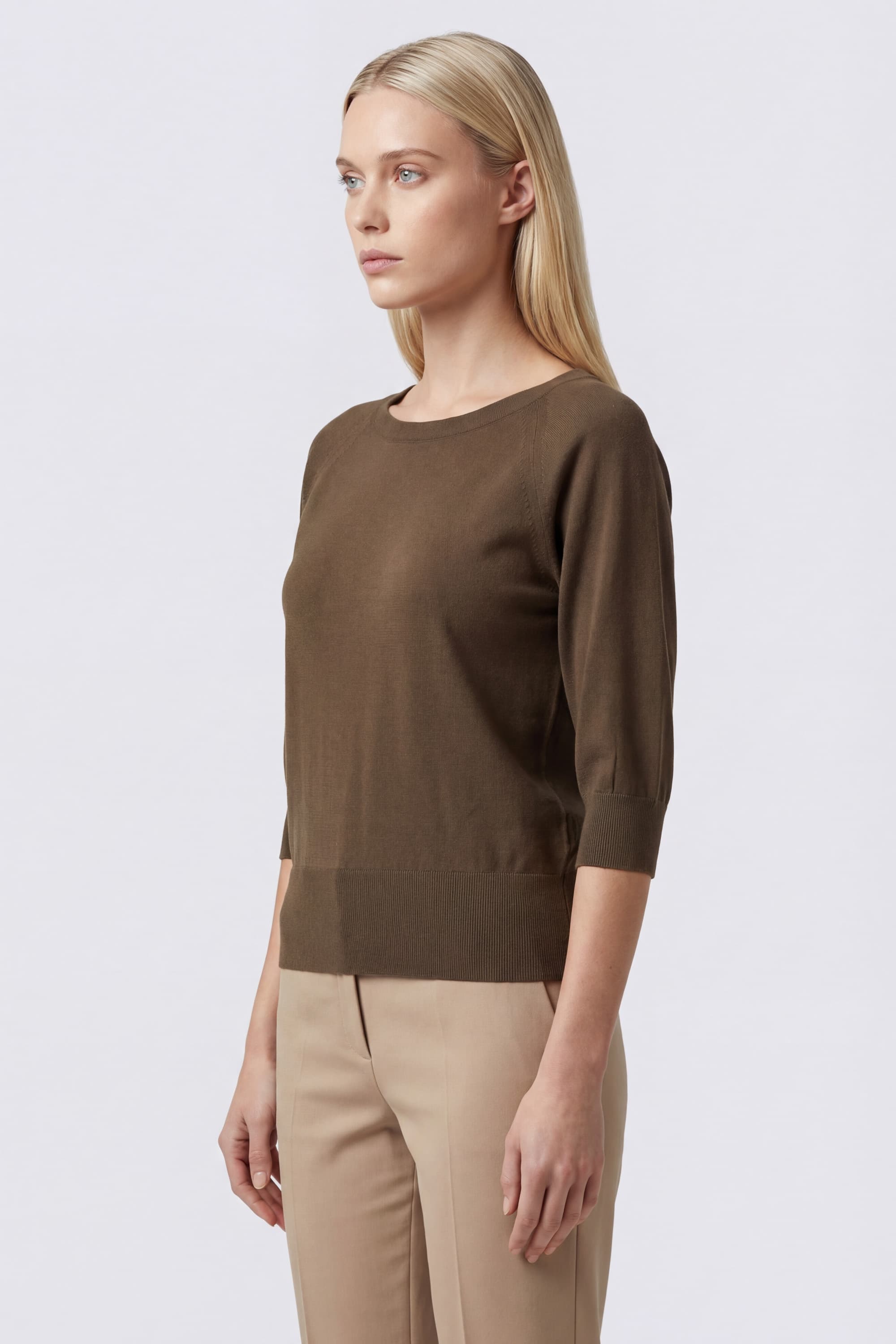 Cotton T-Shirt with Three-Quarter Sleeves - Image 3
