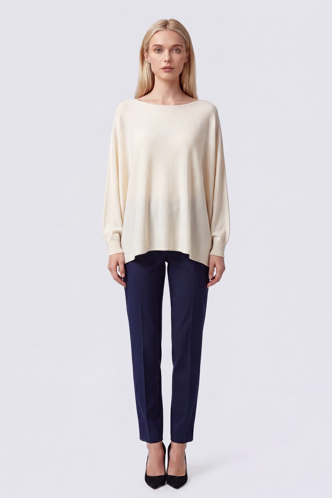 Wool Sweater with Batwing Sleeves