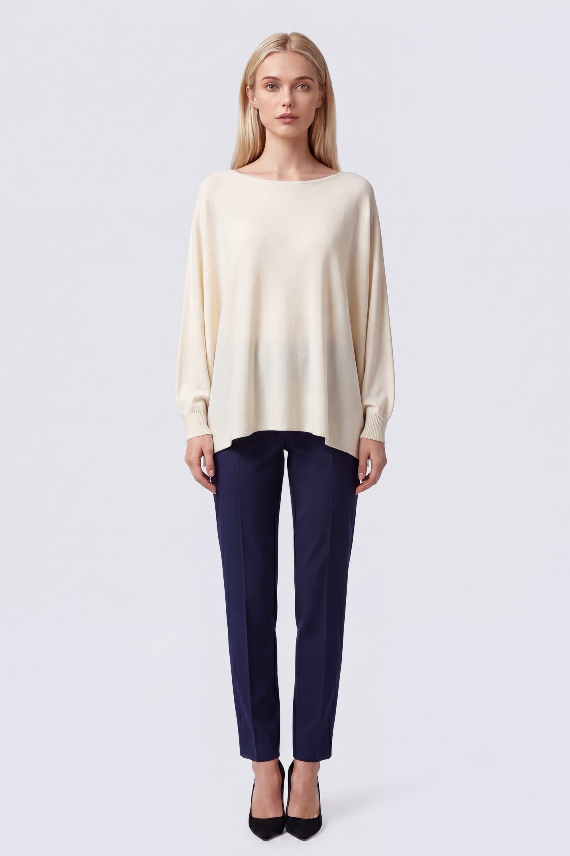 Wool Sweater with Batwing Sleeves - Image 2