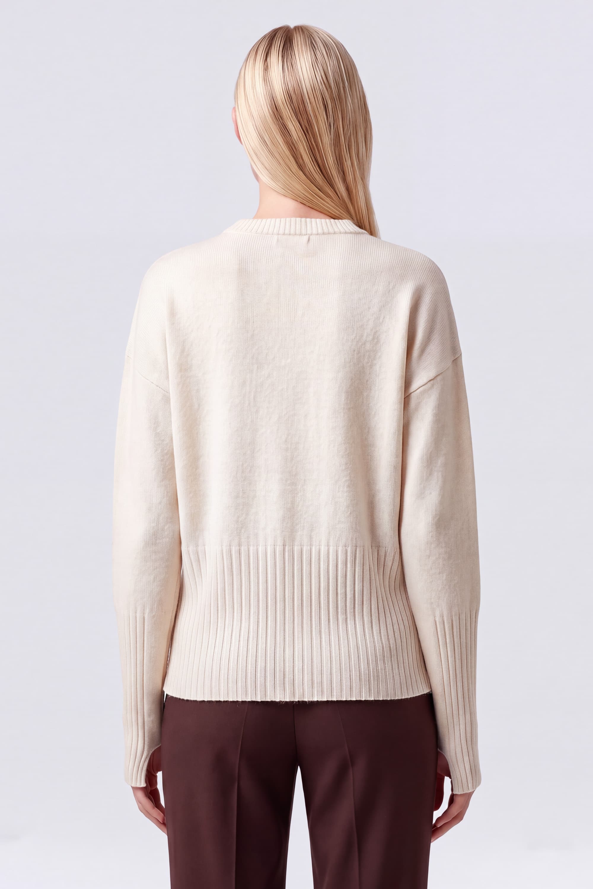 Wool & Cashmere Half-Zip Crew Neck Sweater - Image 4