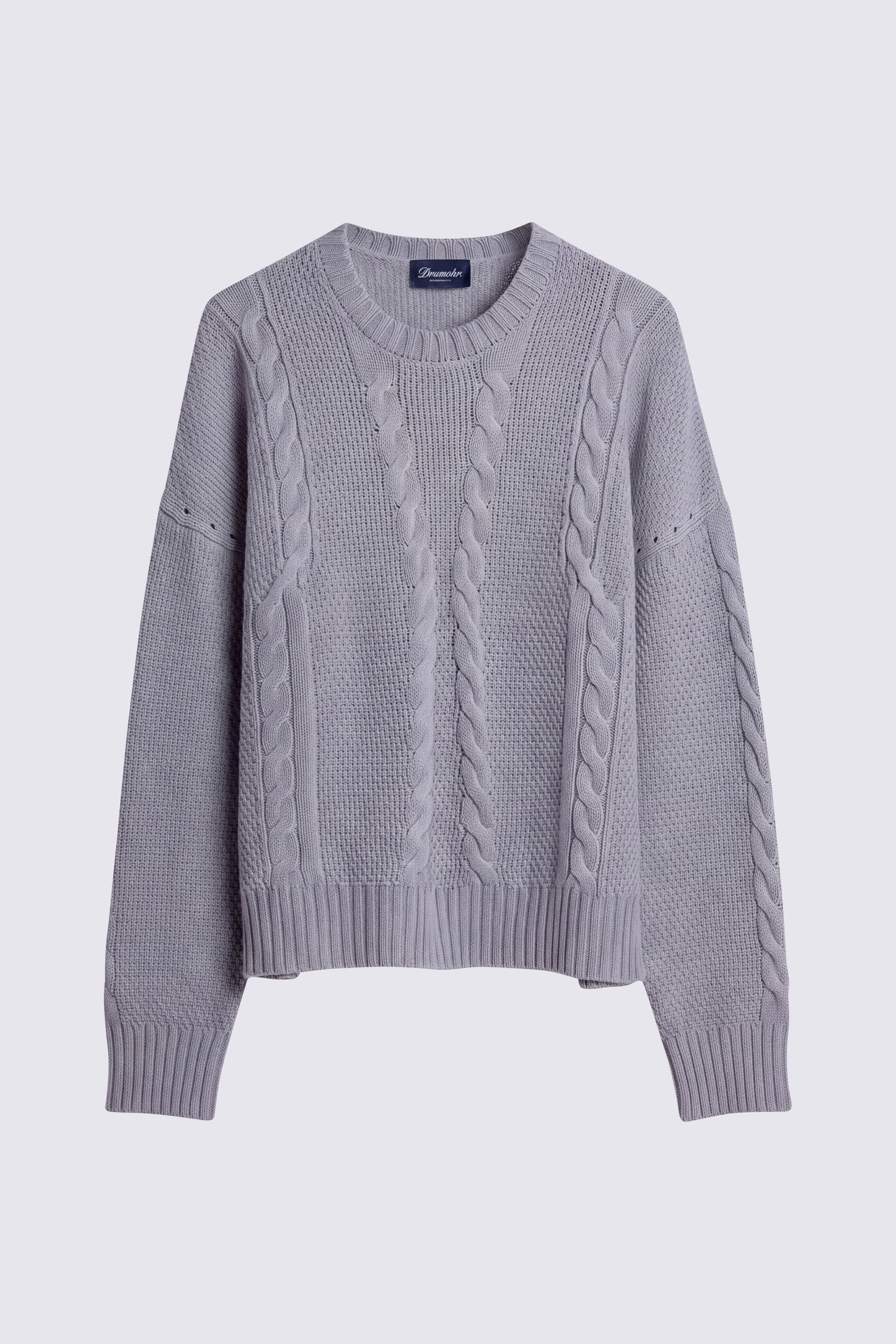 Maglia Girocollo con Trecce in Lana Merino - Image 1