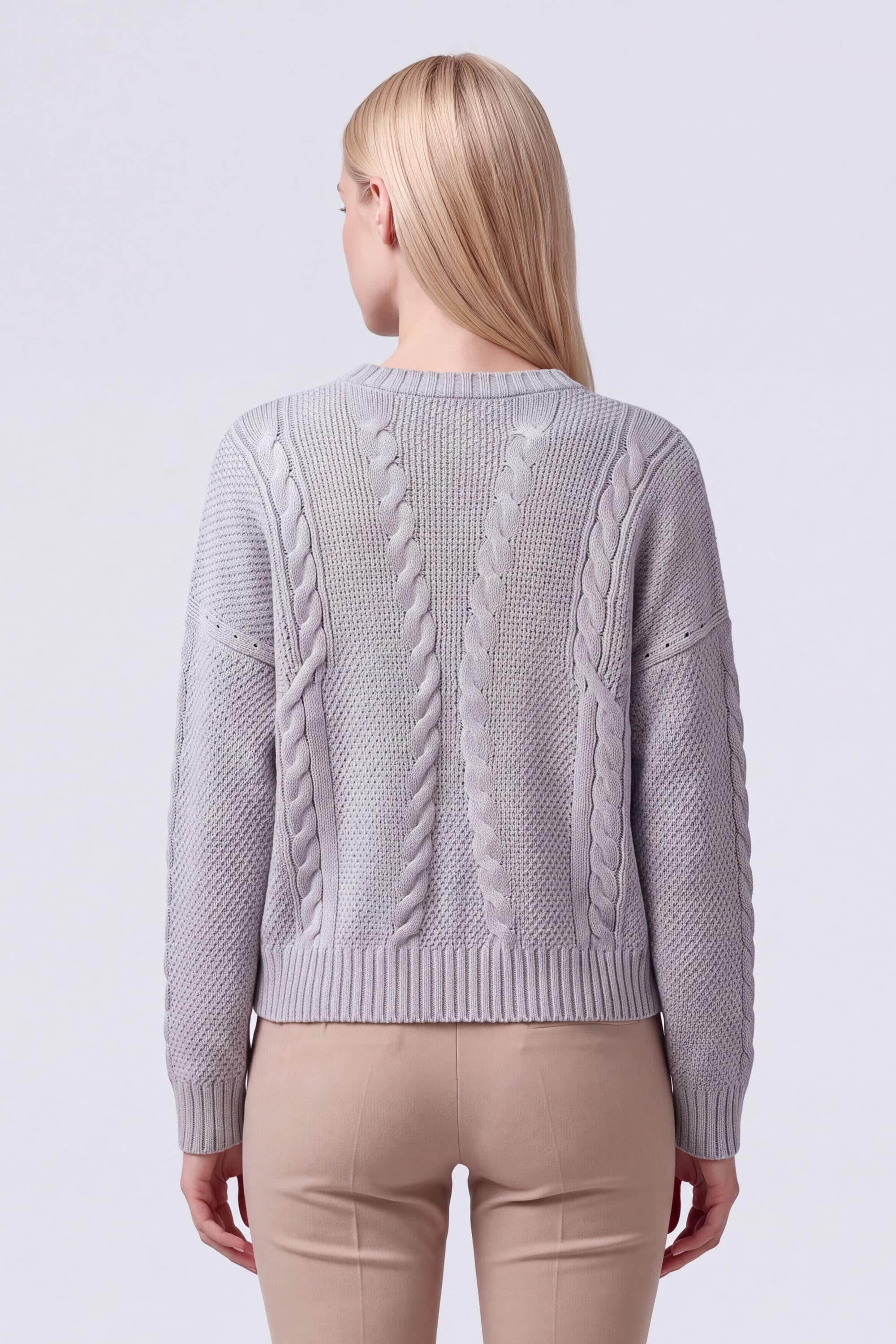 Maglia Girocollo con Trecce in Lana Merino - Image 5