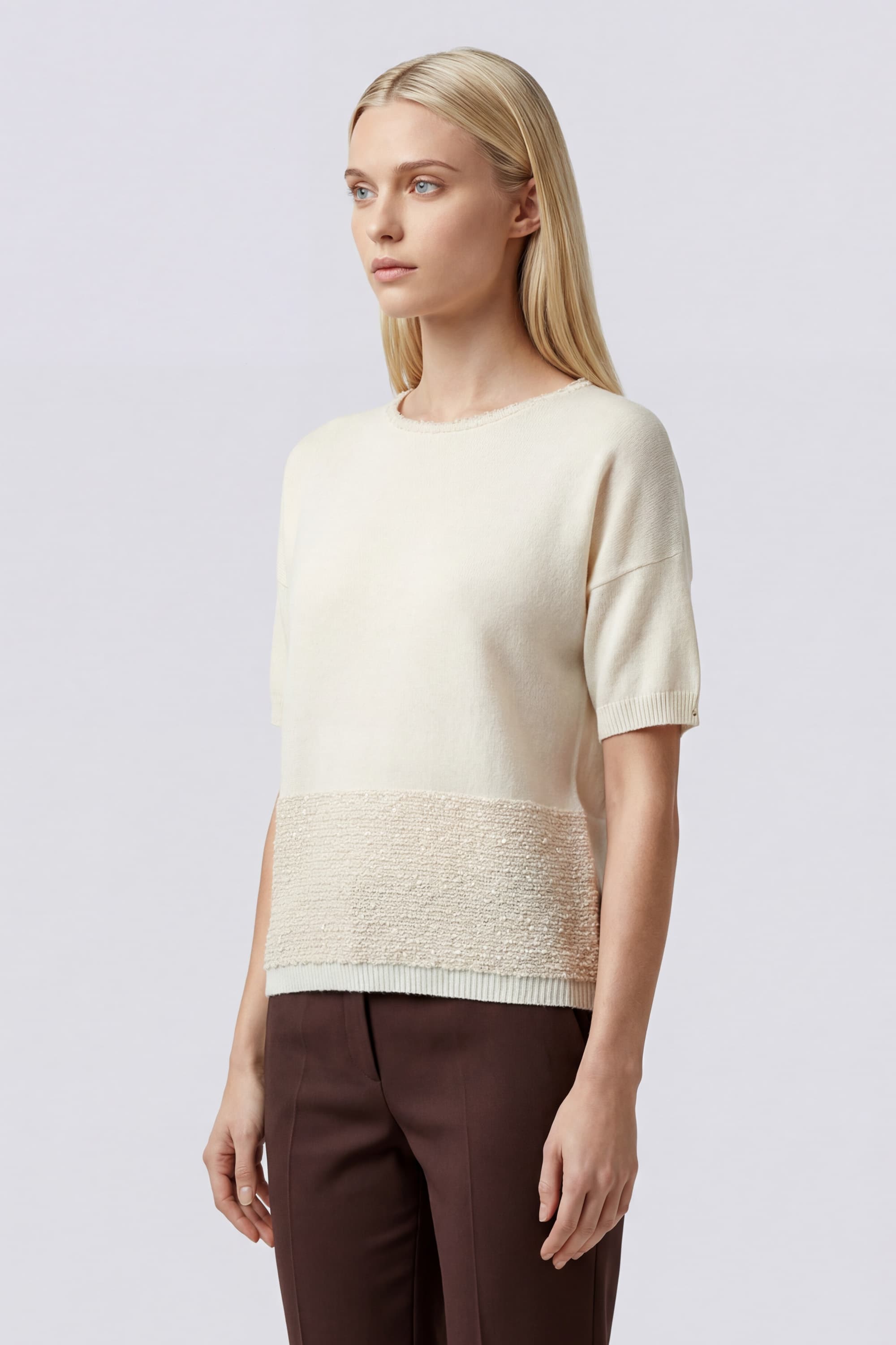 T-shirt with Bouclé Band - Image 3