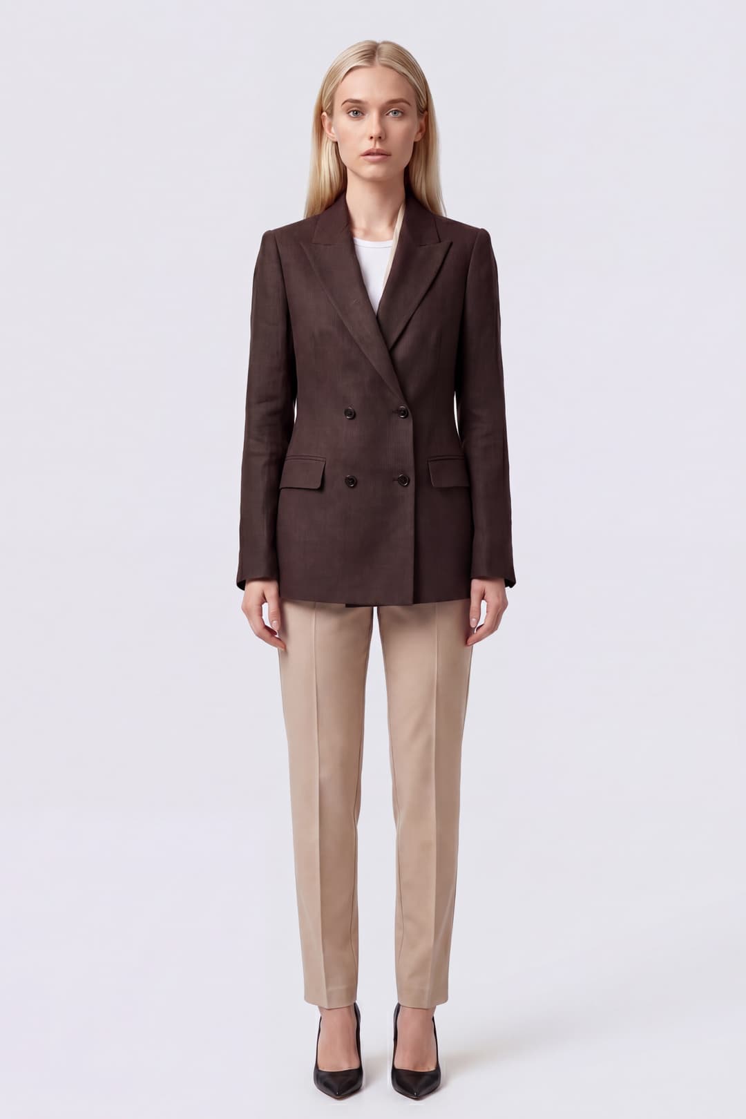 Double-Breasted Linen Blazer