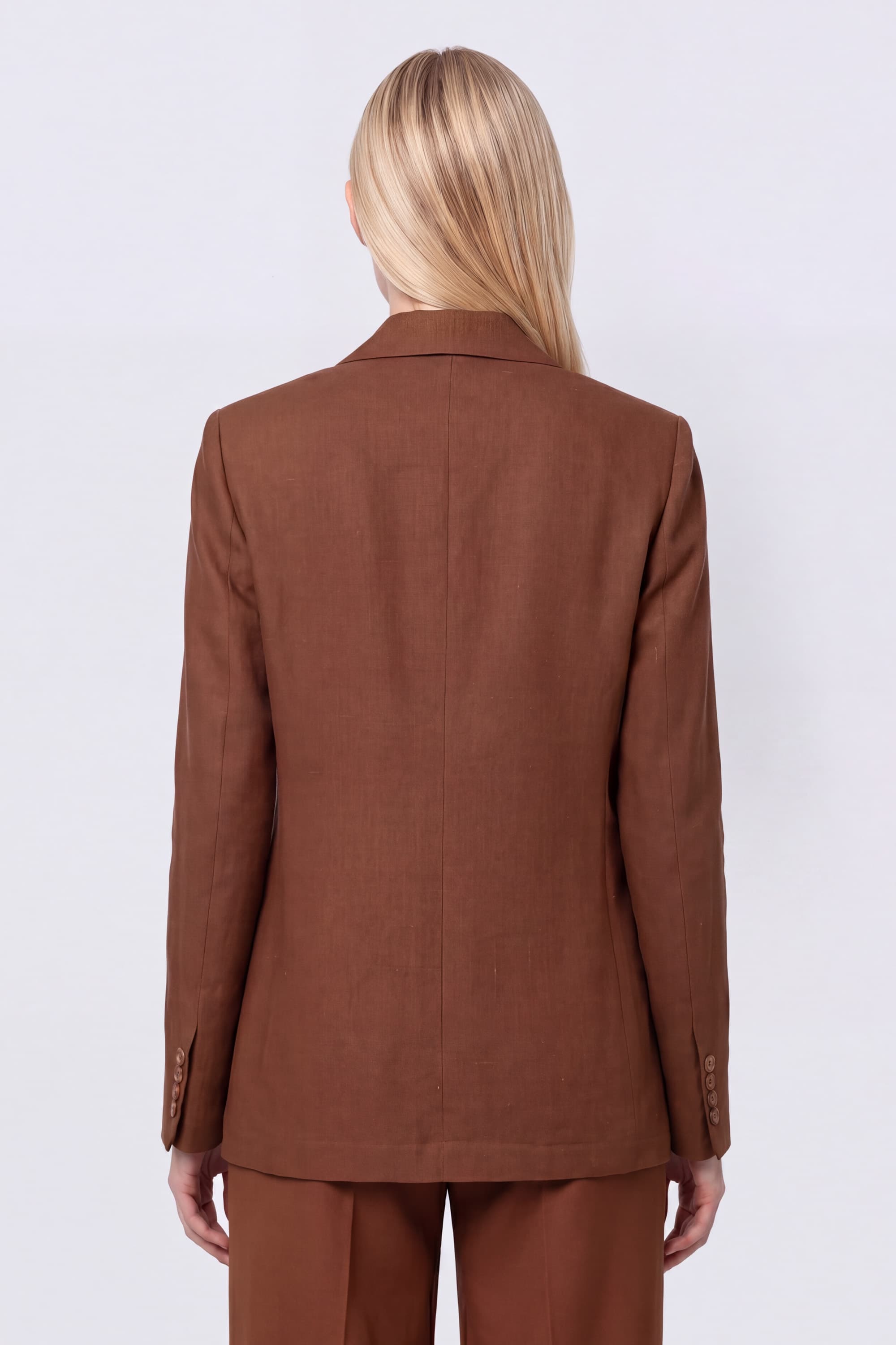 Double-Breasted Silk and Linen Blazer - Image 4