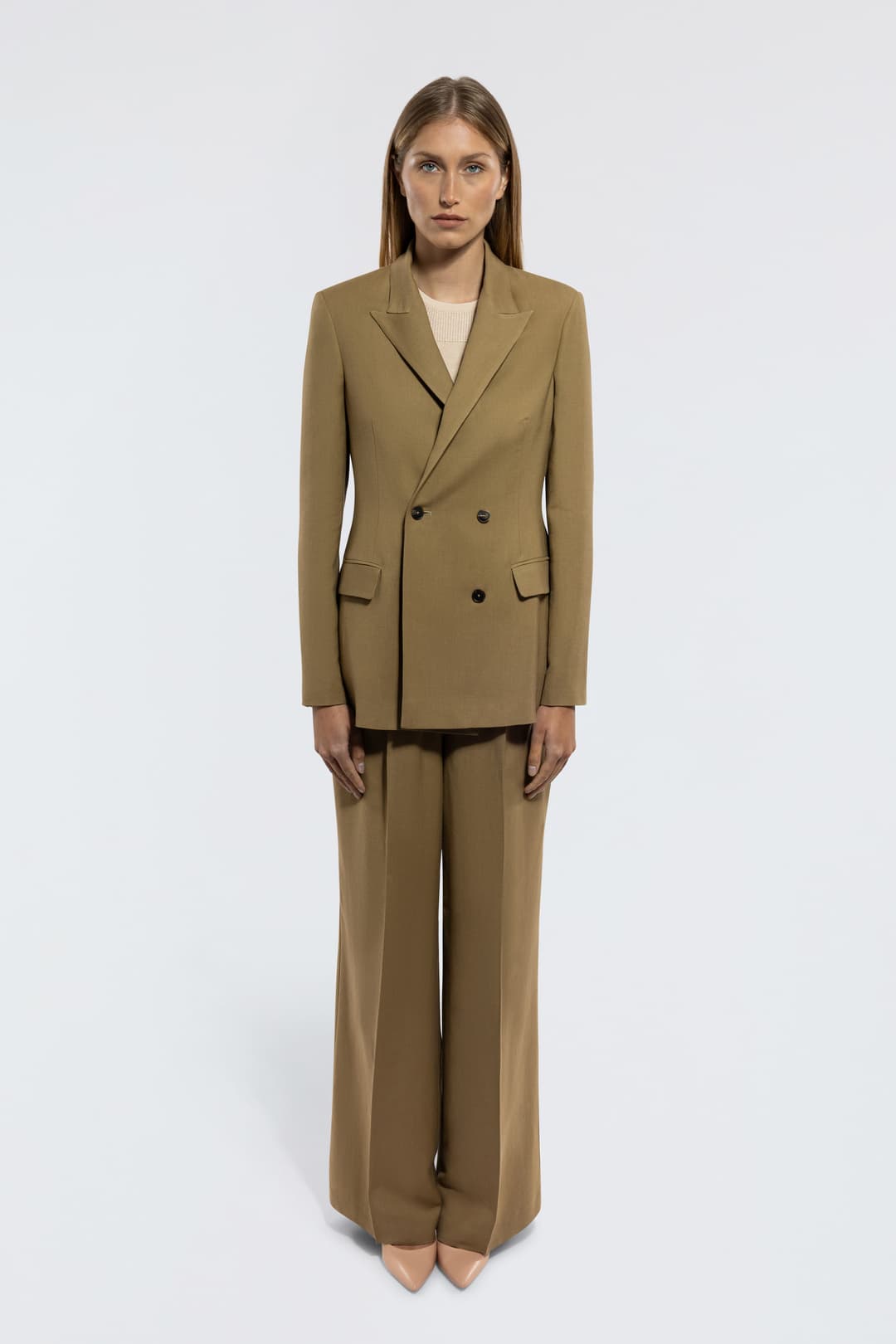 Double-Breasted Viscose and Linen Jacket
