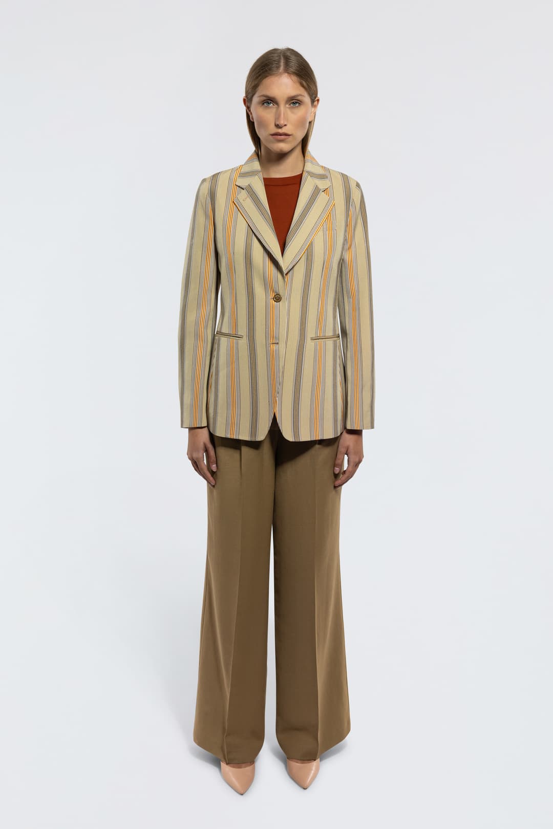 Single-Breasted Striped Jacket