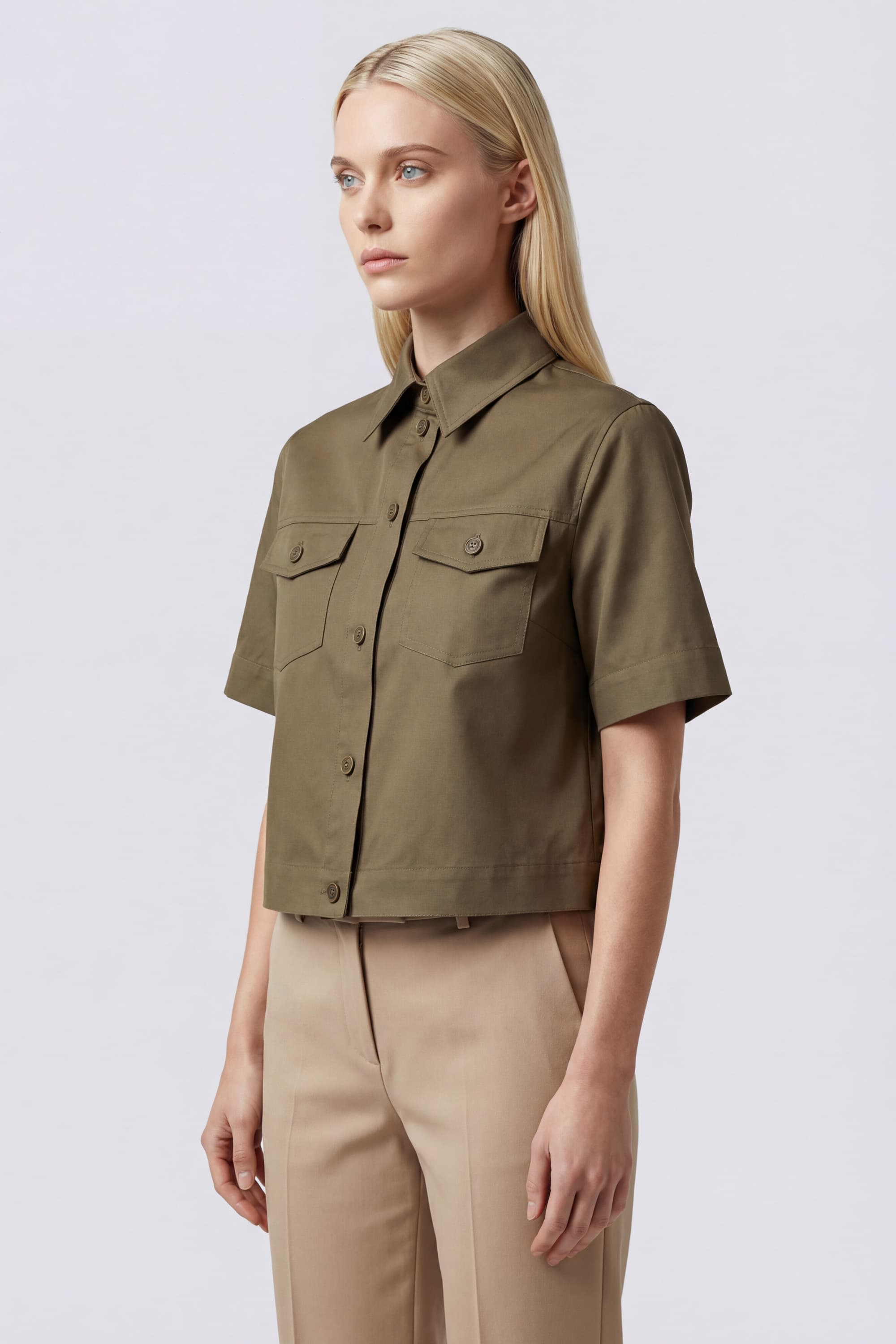 Cropped Safari Cotton Shirt - Image 3