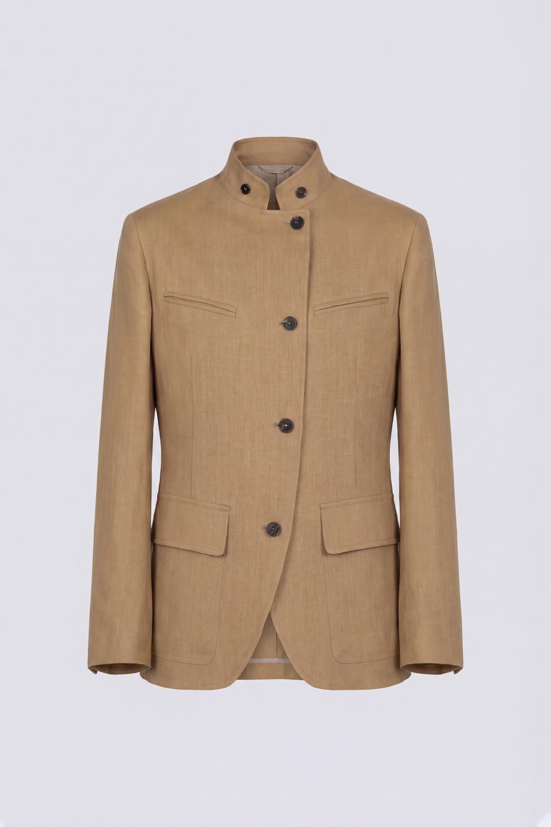 Linen Jacket with Korean Collar