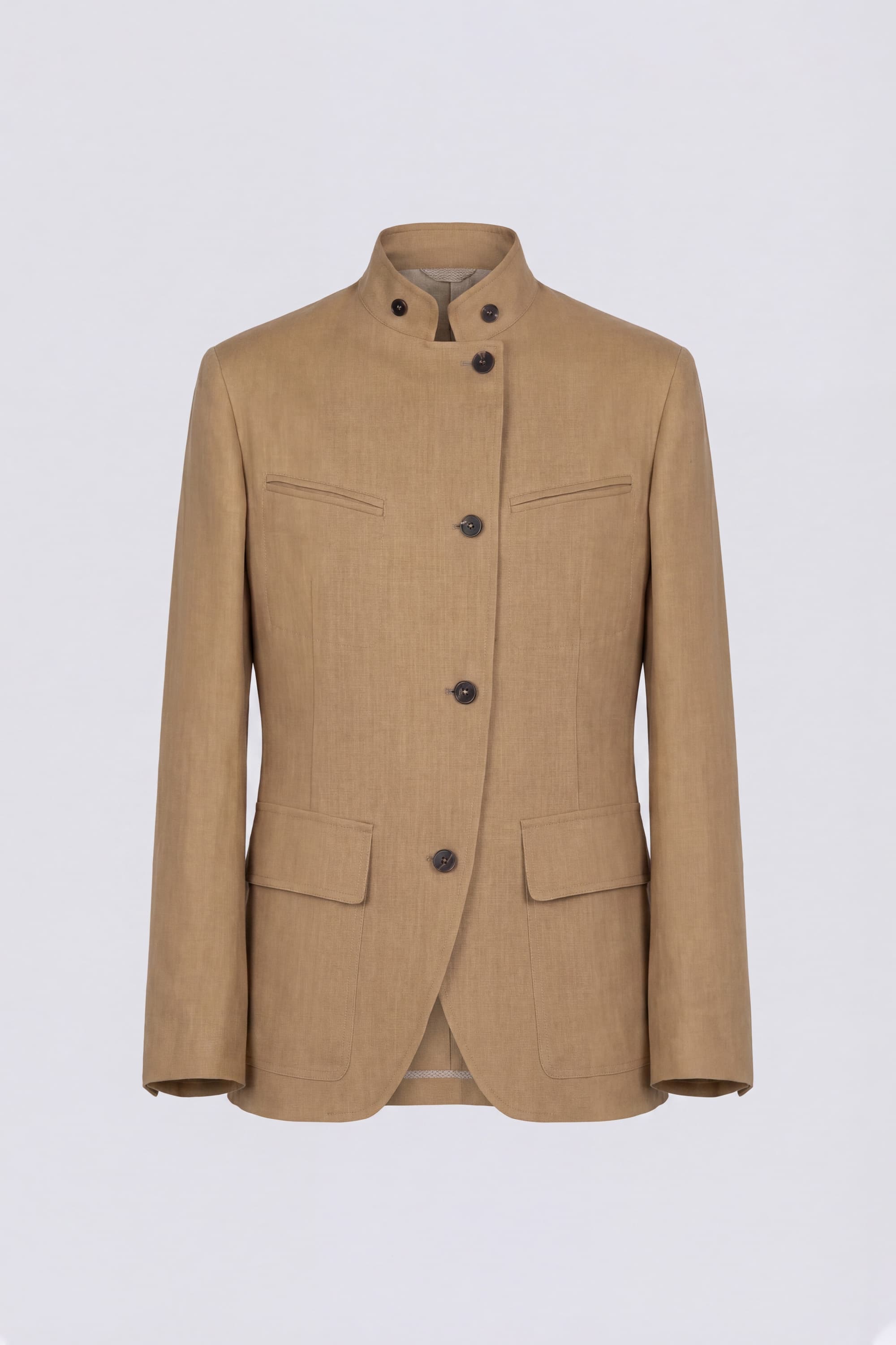 Linen Jacket with Korean Collar