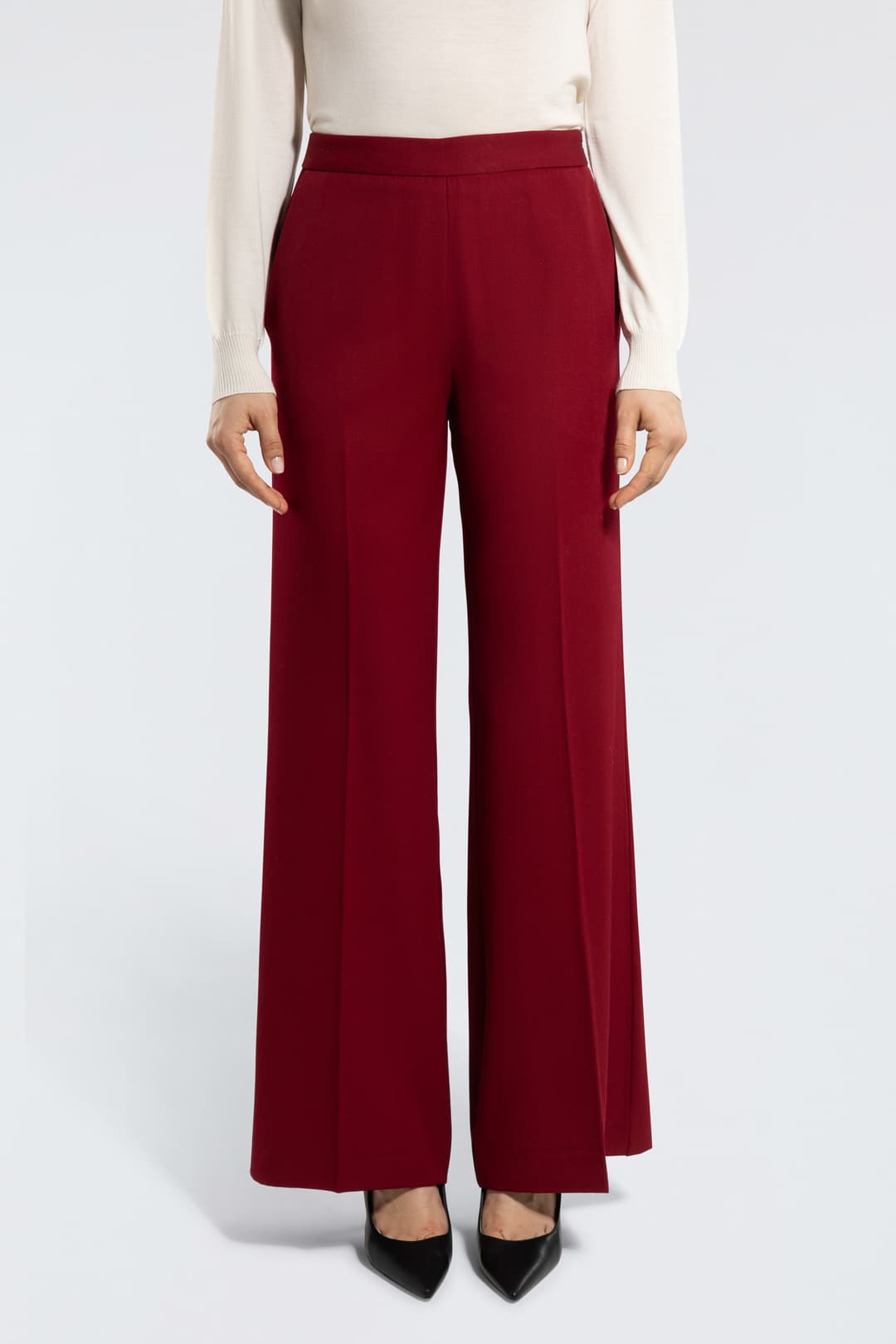 Pantaloni Palazzo in Lana Vergine